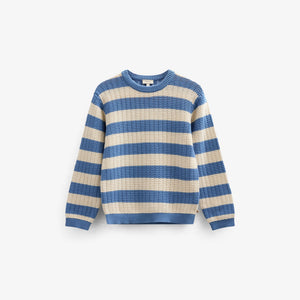 Gestreifter Strick - Kids - Dusty Blue / Offwhite | 101283 Brady