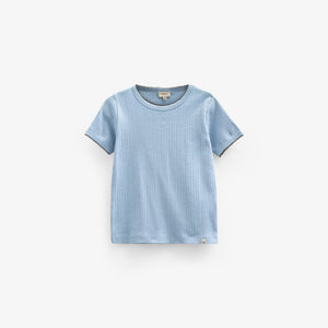 Pointelle T-Shirt mit Kontrast-Picot - Kids - Powder Blue | 101285 Drew