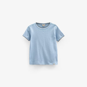 Pointelle T-Shirt mit Kontrast-Picot - Tween - Powder Blue | 101286 Drew