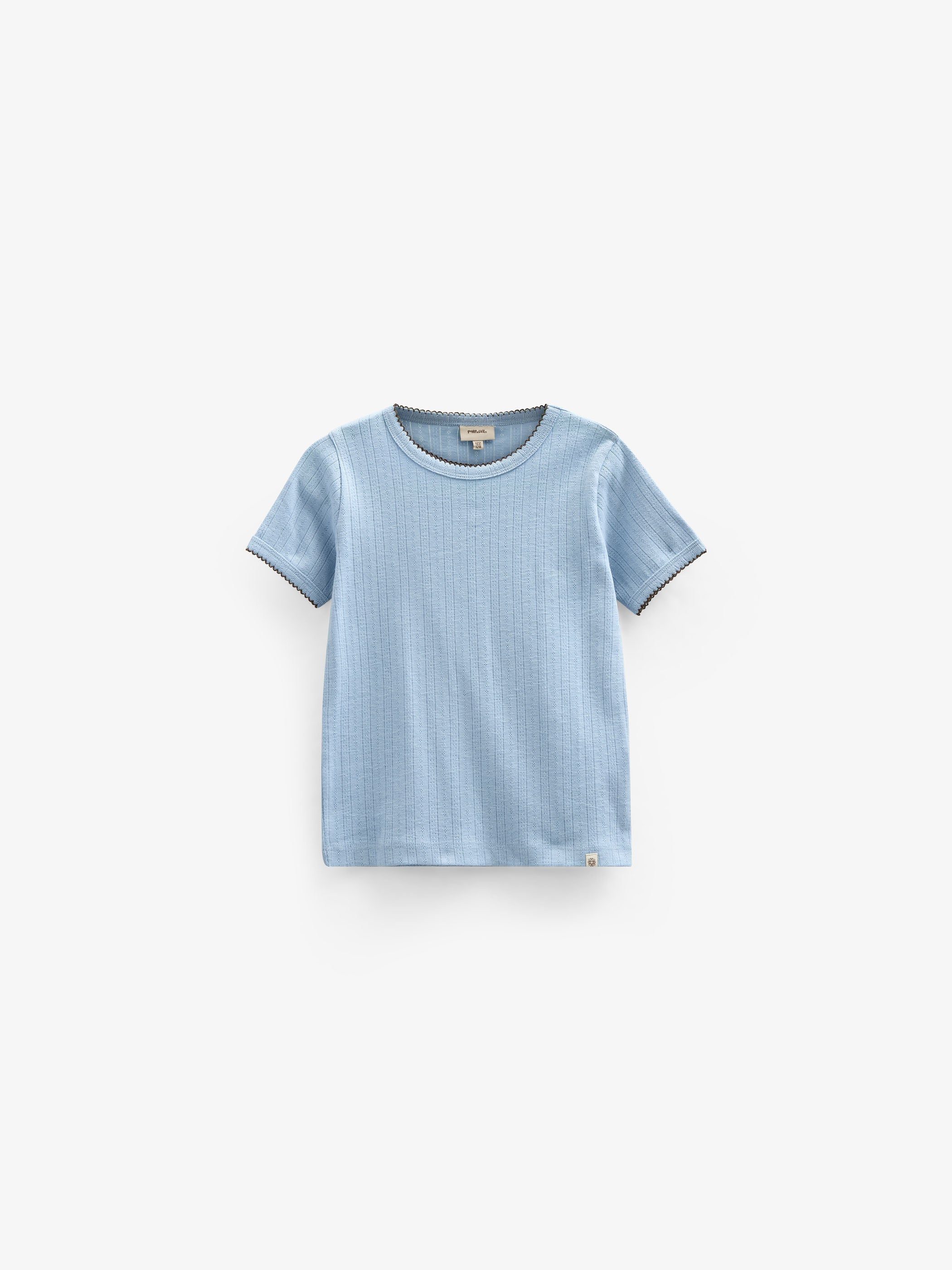 Pointelle T-Shirt mit Kontrast-Picot - Tween - Powder Blue | 101286 Drew