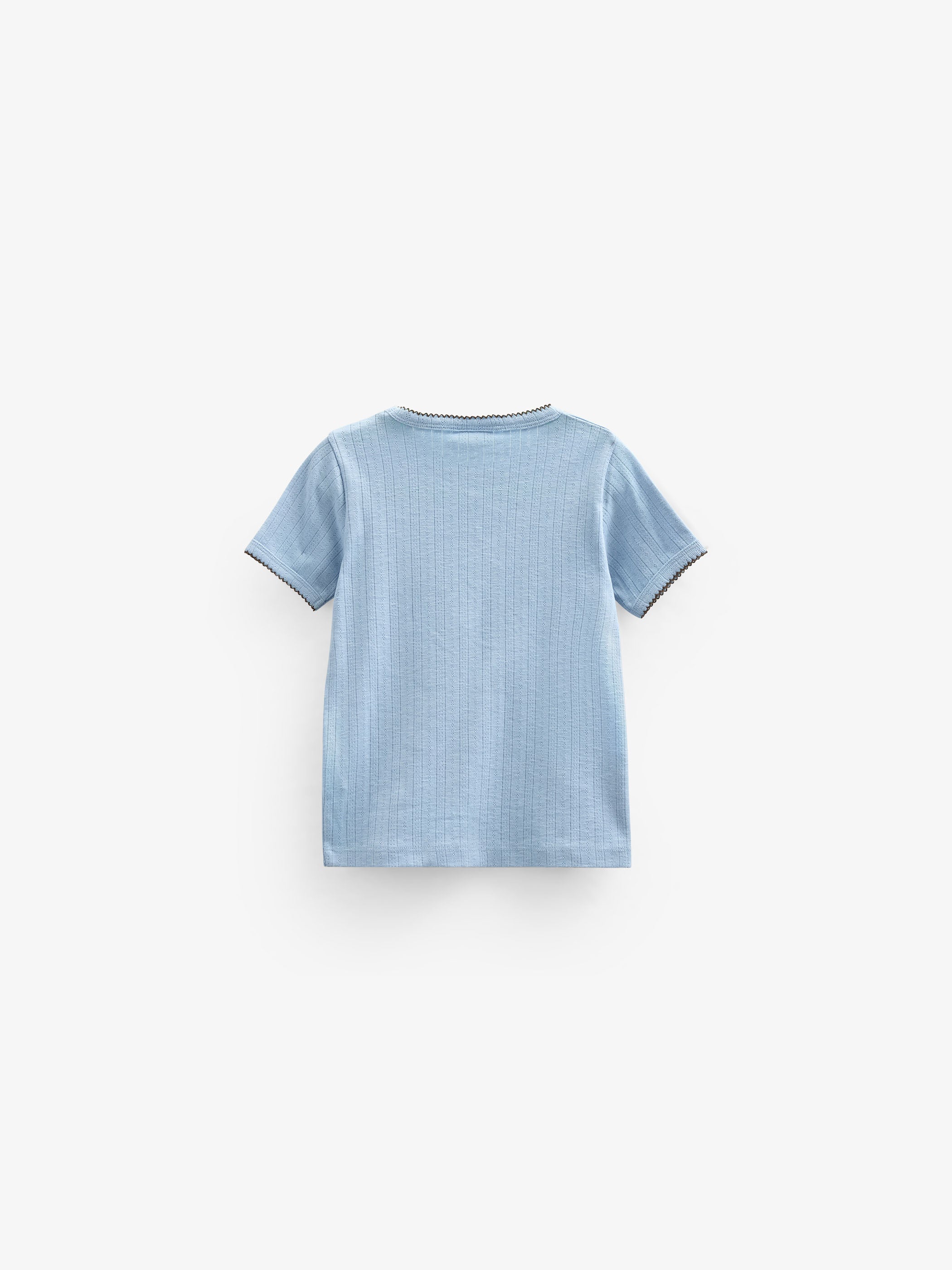 Pointelle T-Shirt mit Kontrast-Picot - Tween - Powder Blue | 101286 Drew