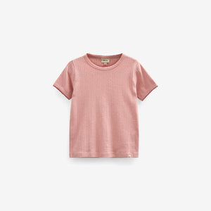 Pointelle T-Shirt mit Kontrast-Picot - Kids - Rose Tan | 101287 Drew