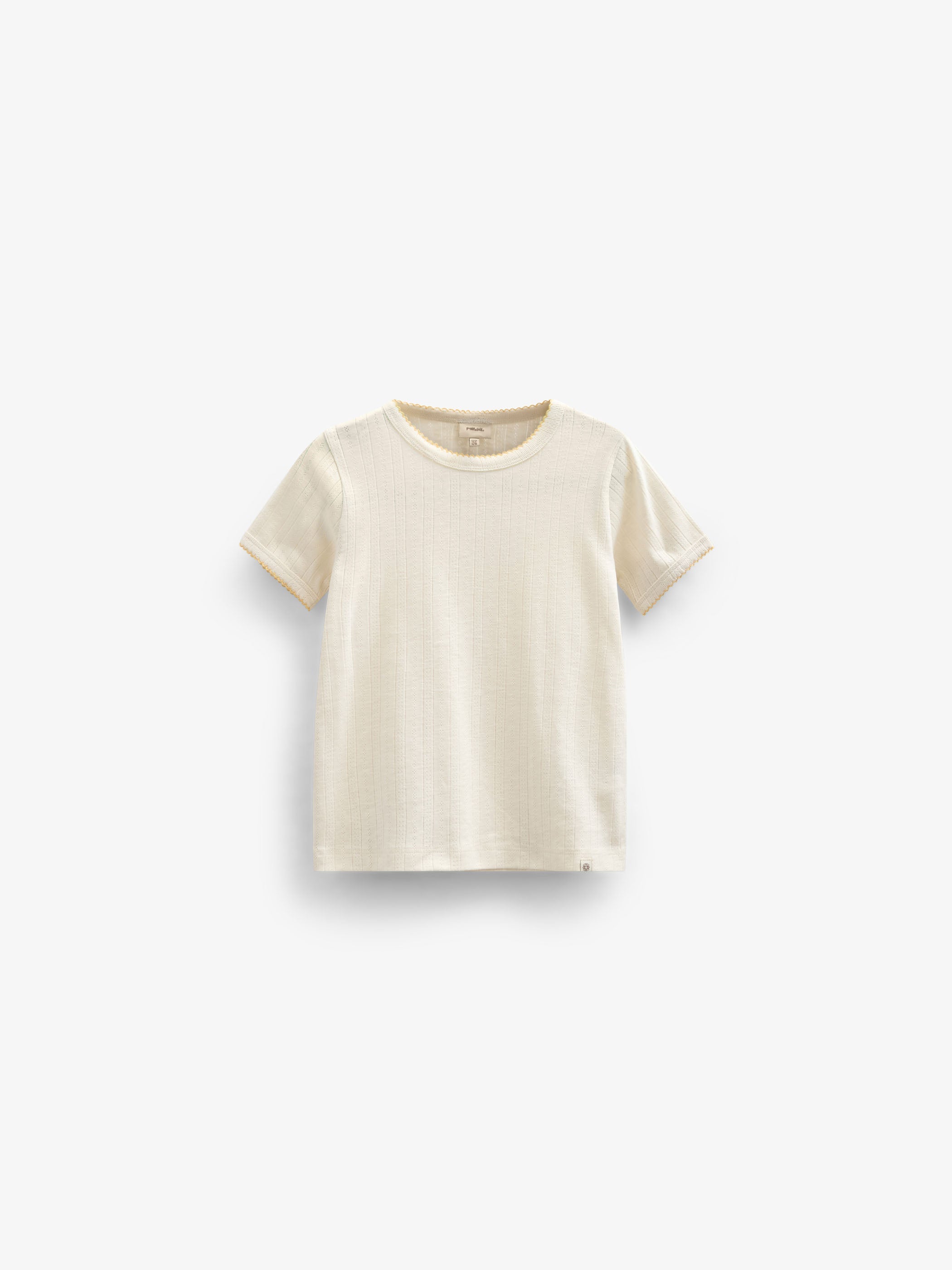 Pointelle T-Shirt mit Kontrast-Picot - Tween - Off White | 101290 Drew
