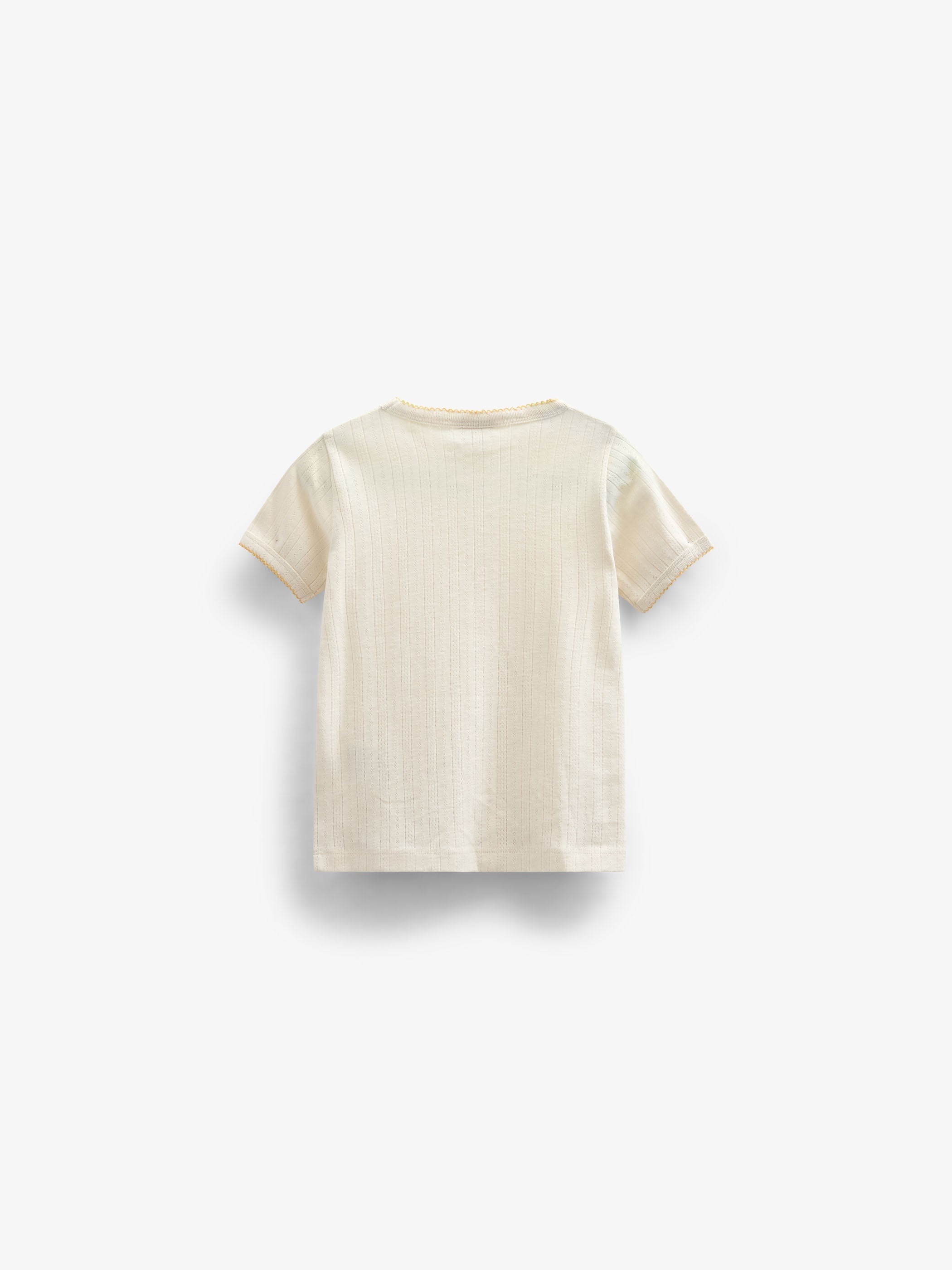 Pointelle T-Shirt mit Kontrast-Picot - Tween - Off White | 101290 Drew