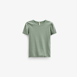 T-Shirt aus Modalripp - Kids - Dusty Green | 101302 Lottie