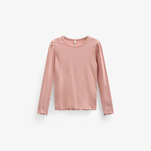 Langärmeliges T-Shirt aus Modalripp - Kids - Rose Tan | 101306 Lottie