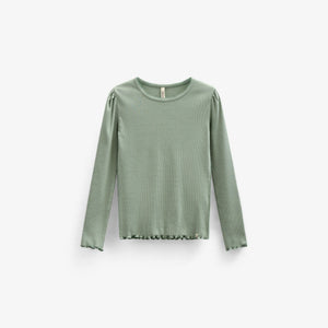 Langärmeliges T-Shirt aus Modalripp - Kids - Dusty Green | 101310 Lottie