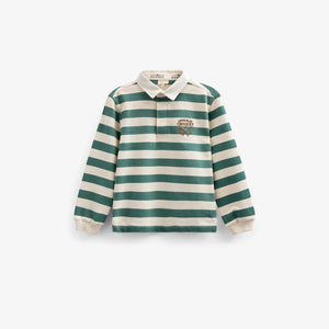 Gestreiftes Polo-Sweatshirt - Tween - Tropical Green/Offwhite | 101341 Marco