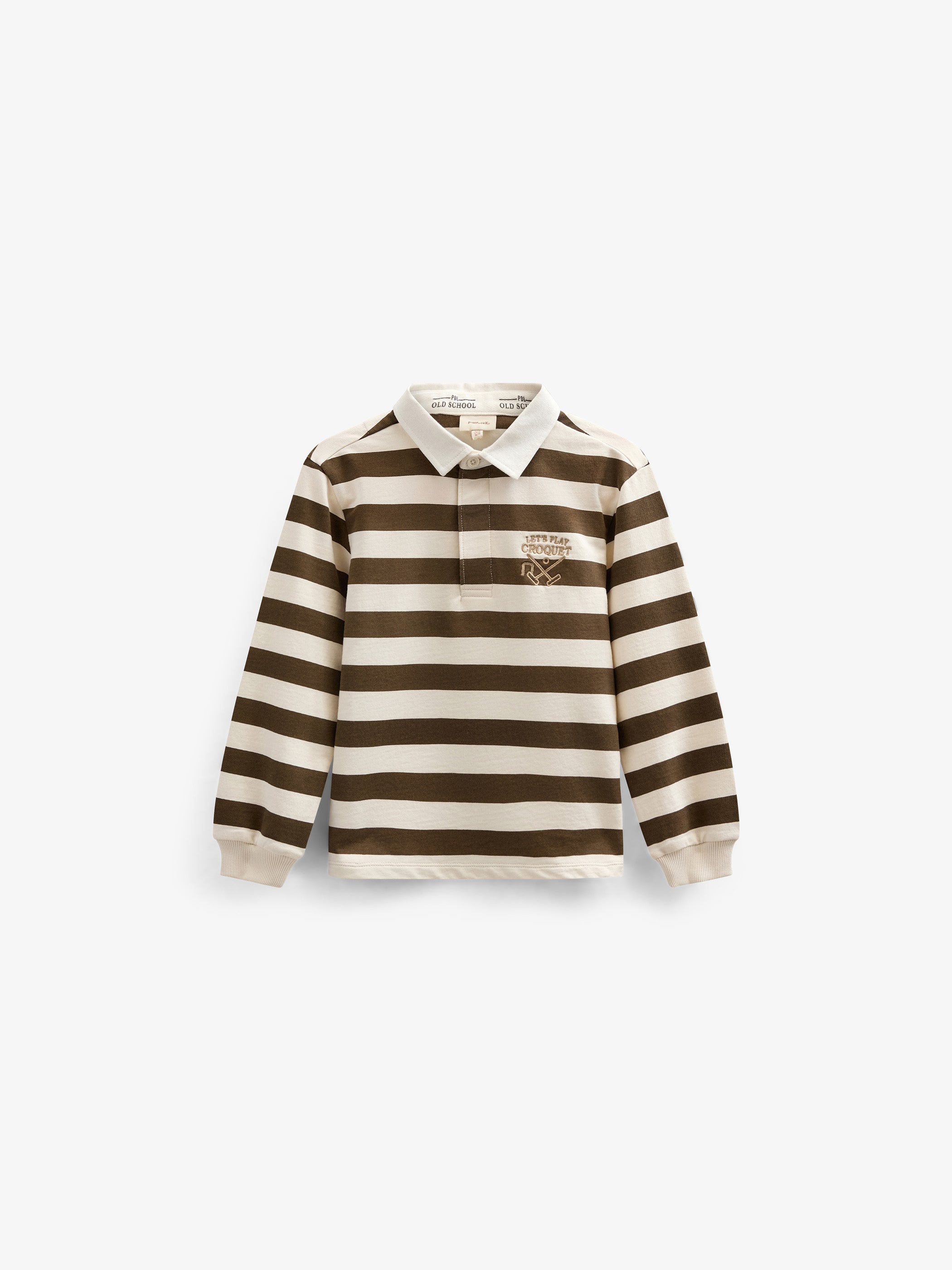 Gestreiftes Polo-Sweatshirt - Tween - Dark Brown/Offwhite | 101398 Marco
