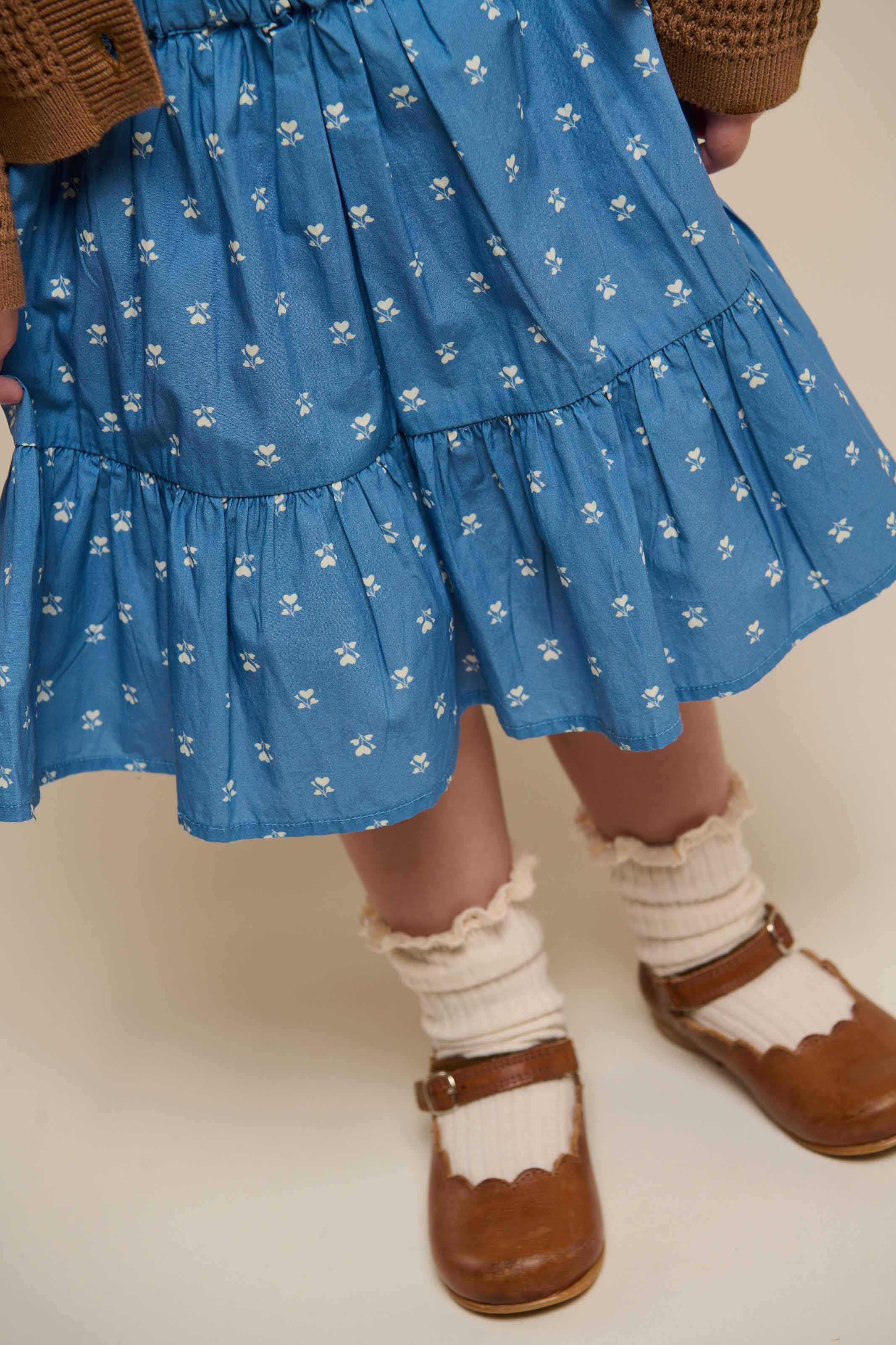 Bedruckter Popeline-Rock - Kids - Dusty Blue | 101054 Camilla