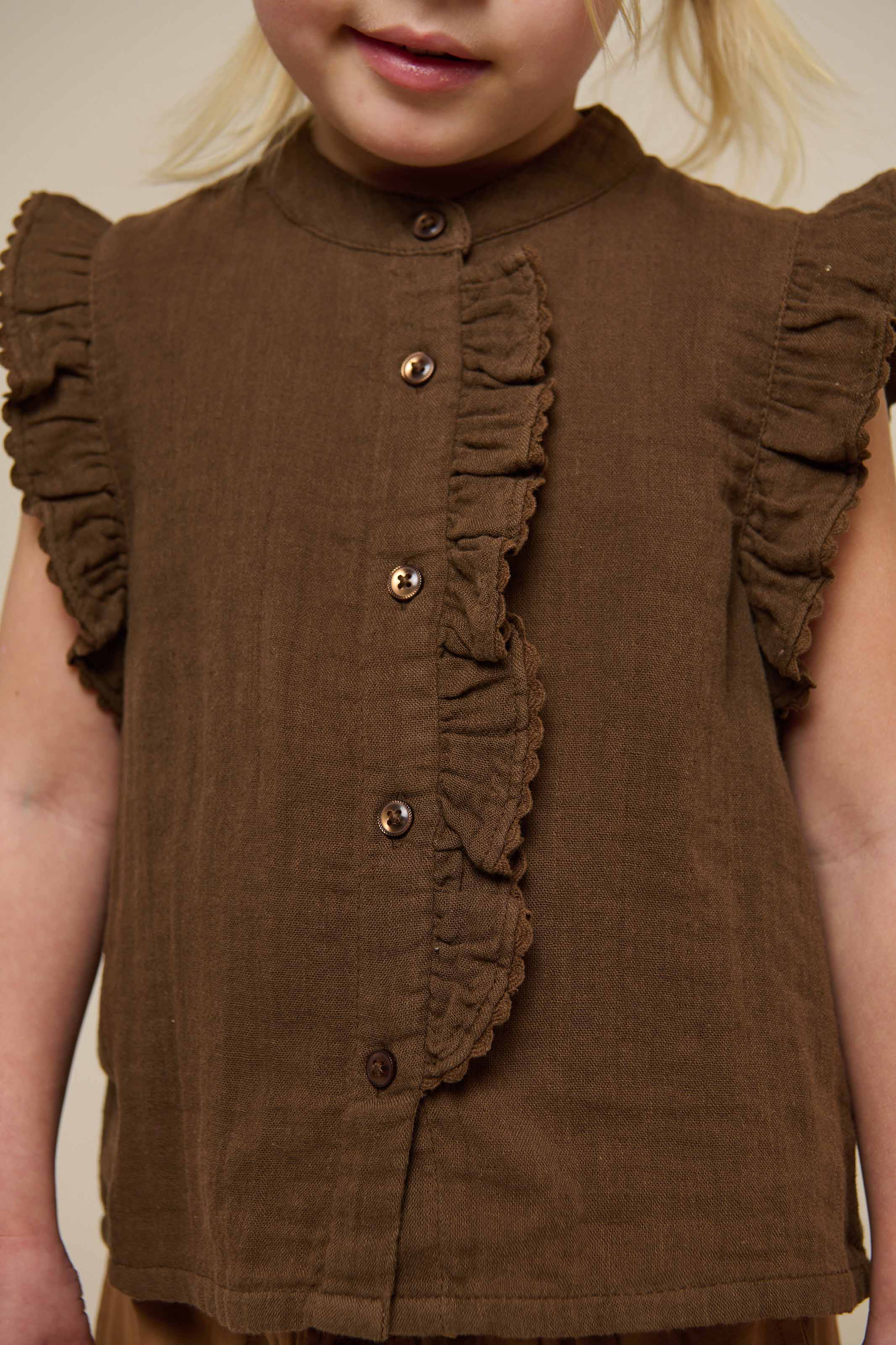 Ärmelloses Top aus Gaze - Kids - Dark Brown | 100928 Jasmine