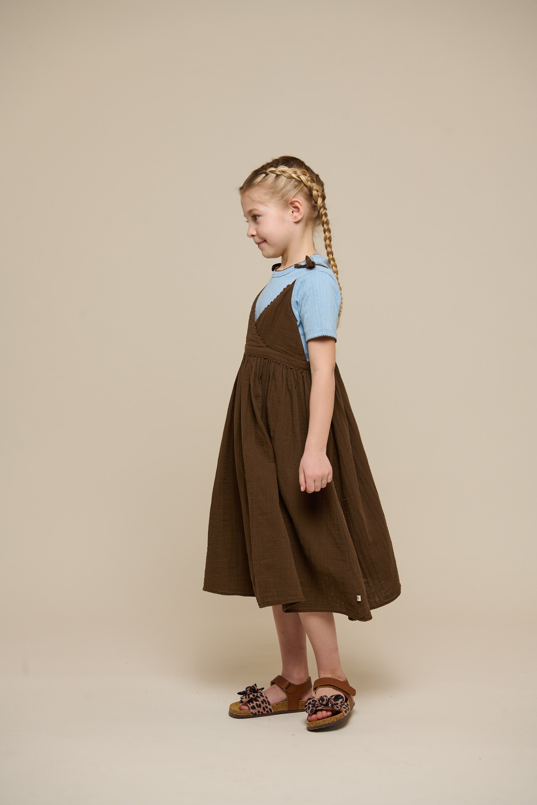 Gaze-Trägerkleid - Tween - Dark Brown | 100910 Jasmine