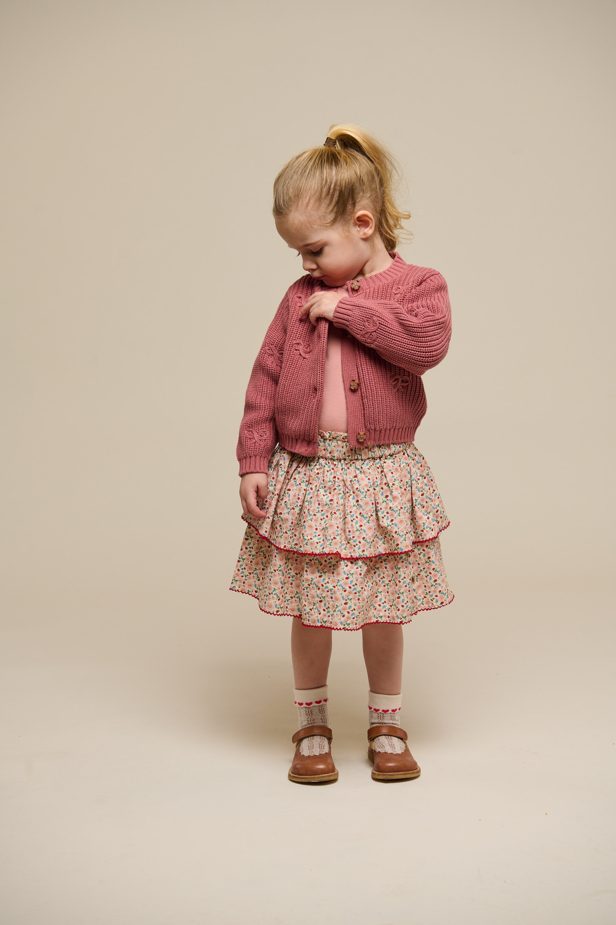 Poplin-Rock mit Blumenmuster und Rüsche - Kids - Rose | 100952 Poppy