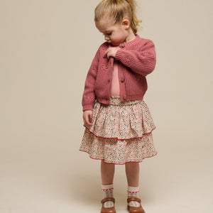 Baumwollstrickjacke mit Schleifen - Kids - Old Rose | 100792 Freya