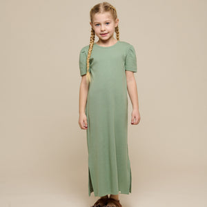 Modal-Ripp Lang T-Shirt Kleid - Tween - Dusty Green | 101295 Lottie