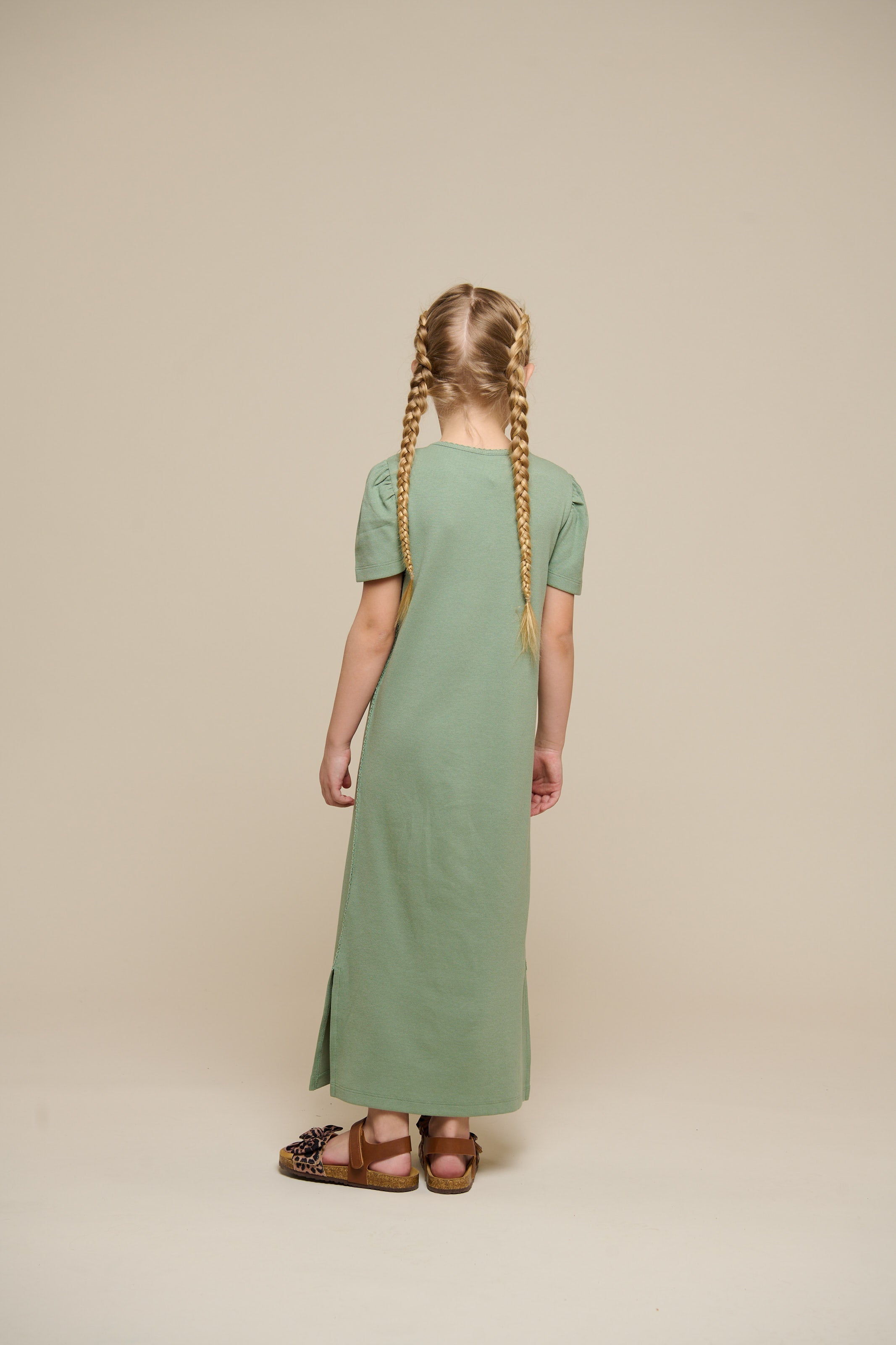Modal-Ripp Lang T-Shirt Kleid - Tween - Dusty Green | 101295 Lottie