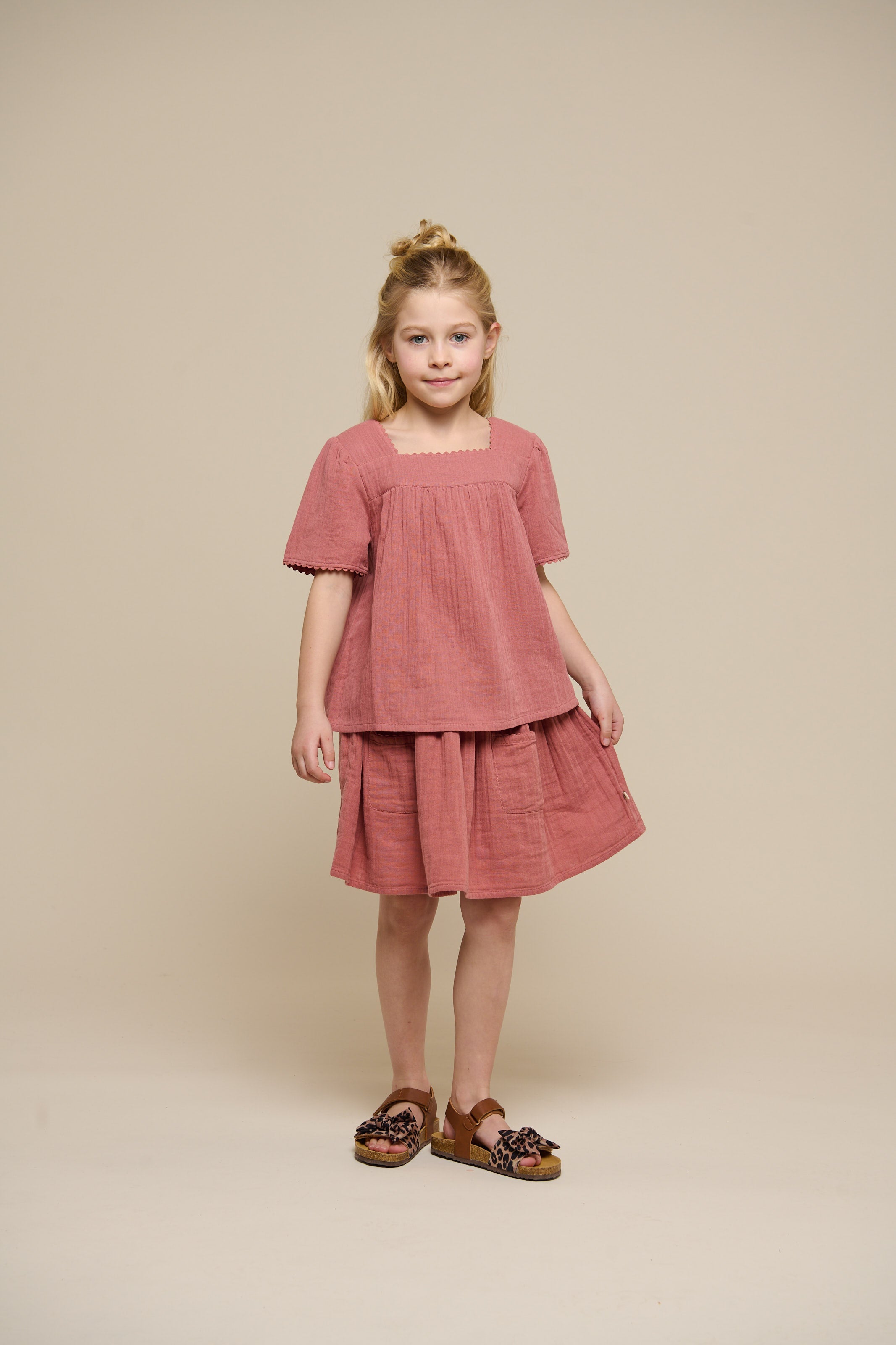 Kurzärmelige Bluse aus Gaze - Tween - Old Rose | 100921 Jasmine