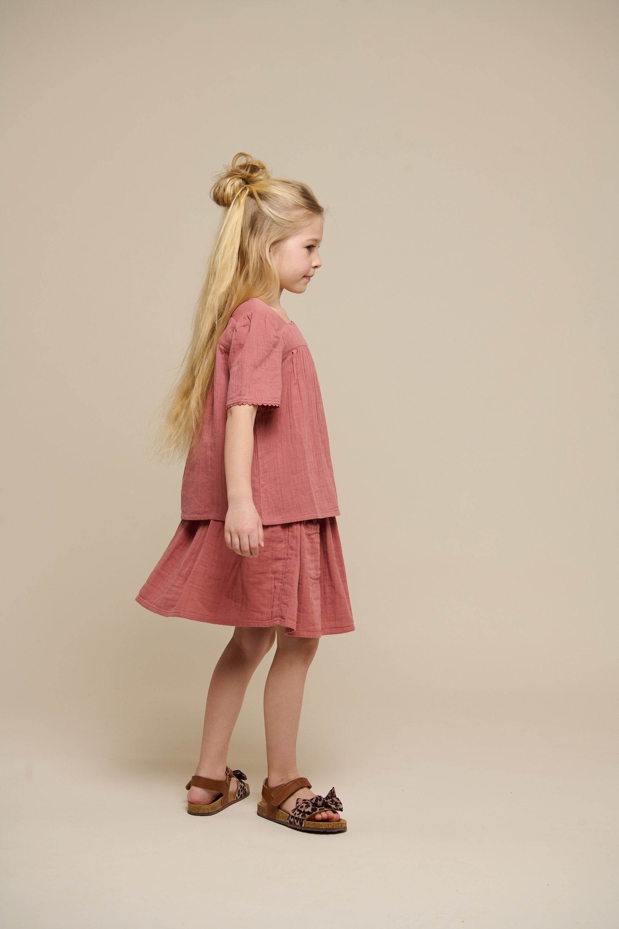 Kurzärmelige Bluse aus Gaze - Tween - Old Rose | 100921 Jasmine