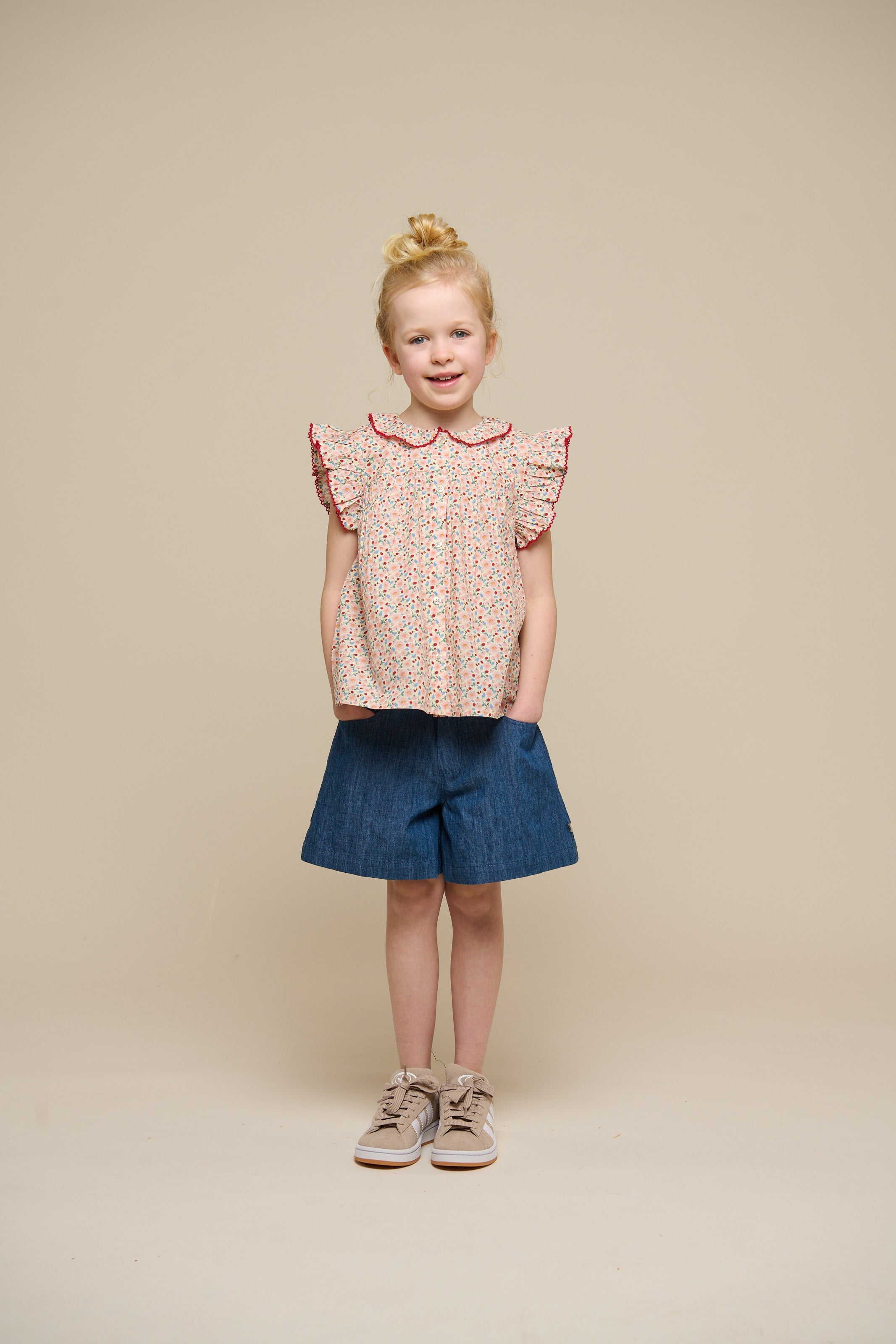 Poplin-Top mit Blumenmuster und Rüsche - Tween - Rose | 100949 Poppy