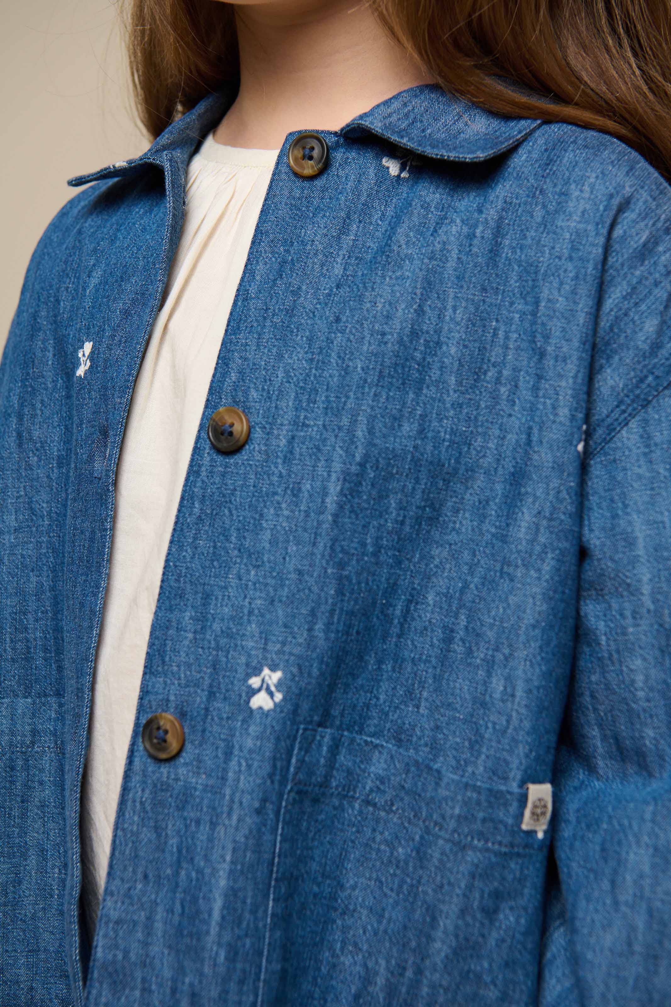 Bestickte Leichte Denim-Hemdenjacke - Tween - Blue Denim | 101082 Isabella