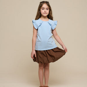 Jersey-Top mit Rüsche - Tween - Powder Blue | 101268 Selma