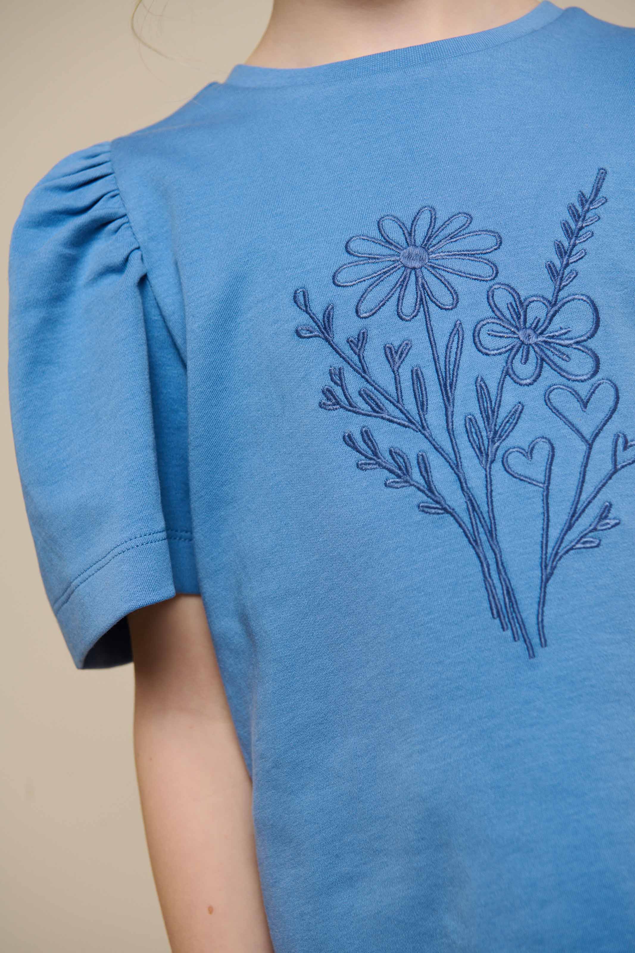 T-Shirt mit Stickerei - Tween - Dusty Blue | 101238 Amanda