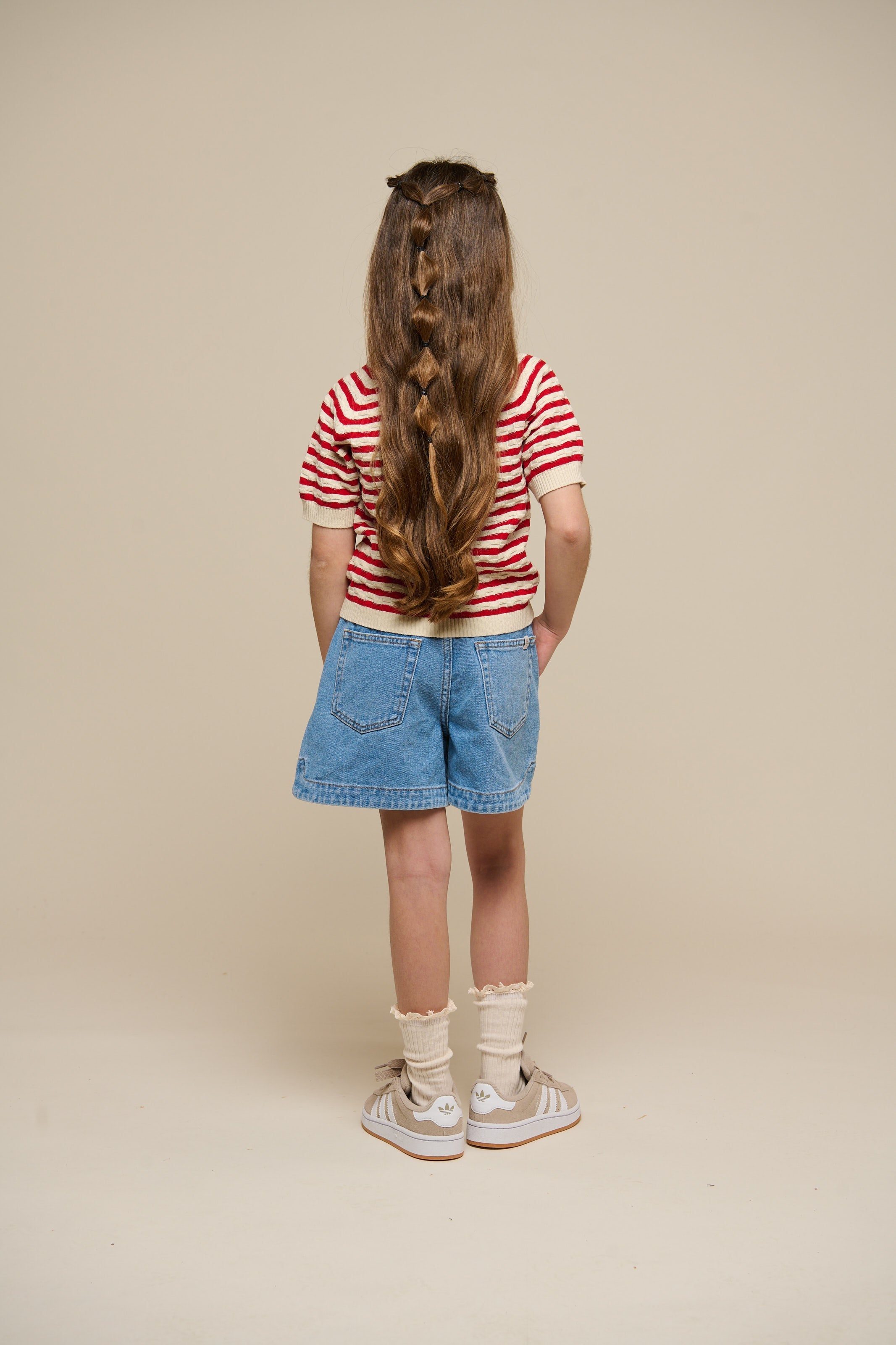 Gestreifter Kurzarm-Baumwollstrick - Tween - Cherry Red Stripe | 101240 Martha