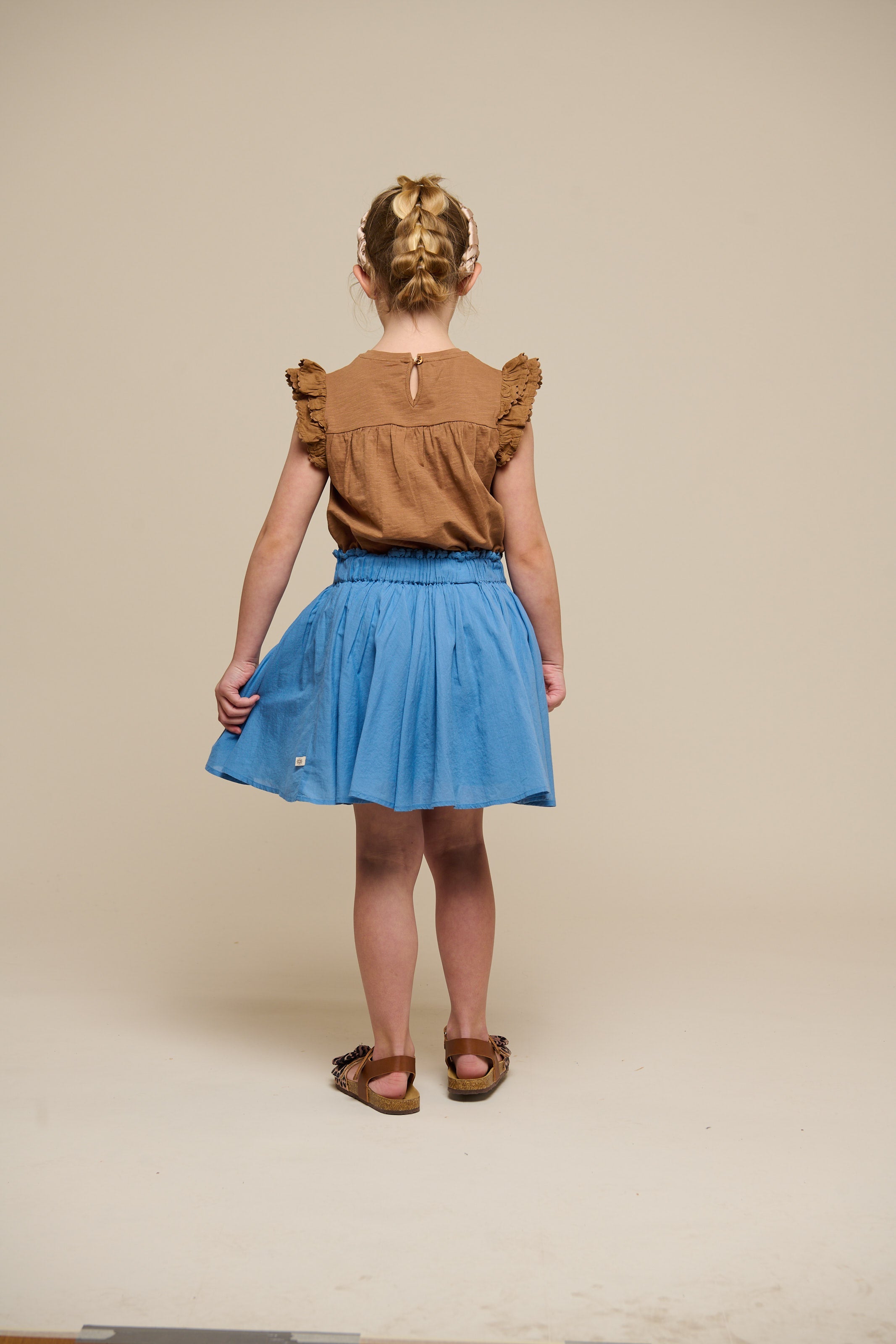 Baumwollrock mit Zick Zack Rüsche - Tween - Dusty Blue | 101070 Alma