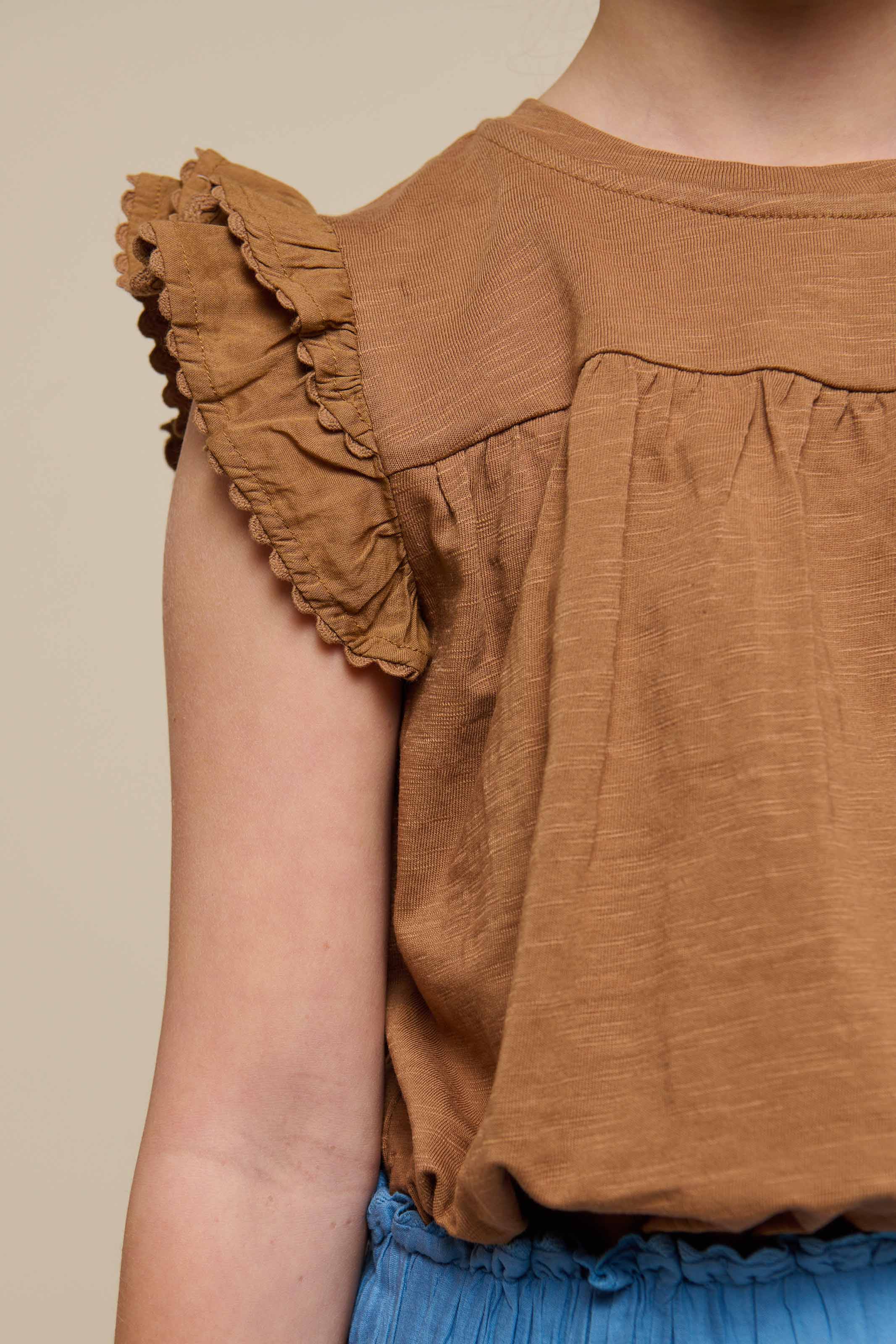 Jerseybluse mit Zick Zack Rüsche - Tween - Coconut | 101072 Gabriella