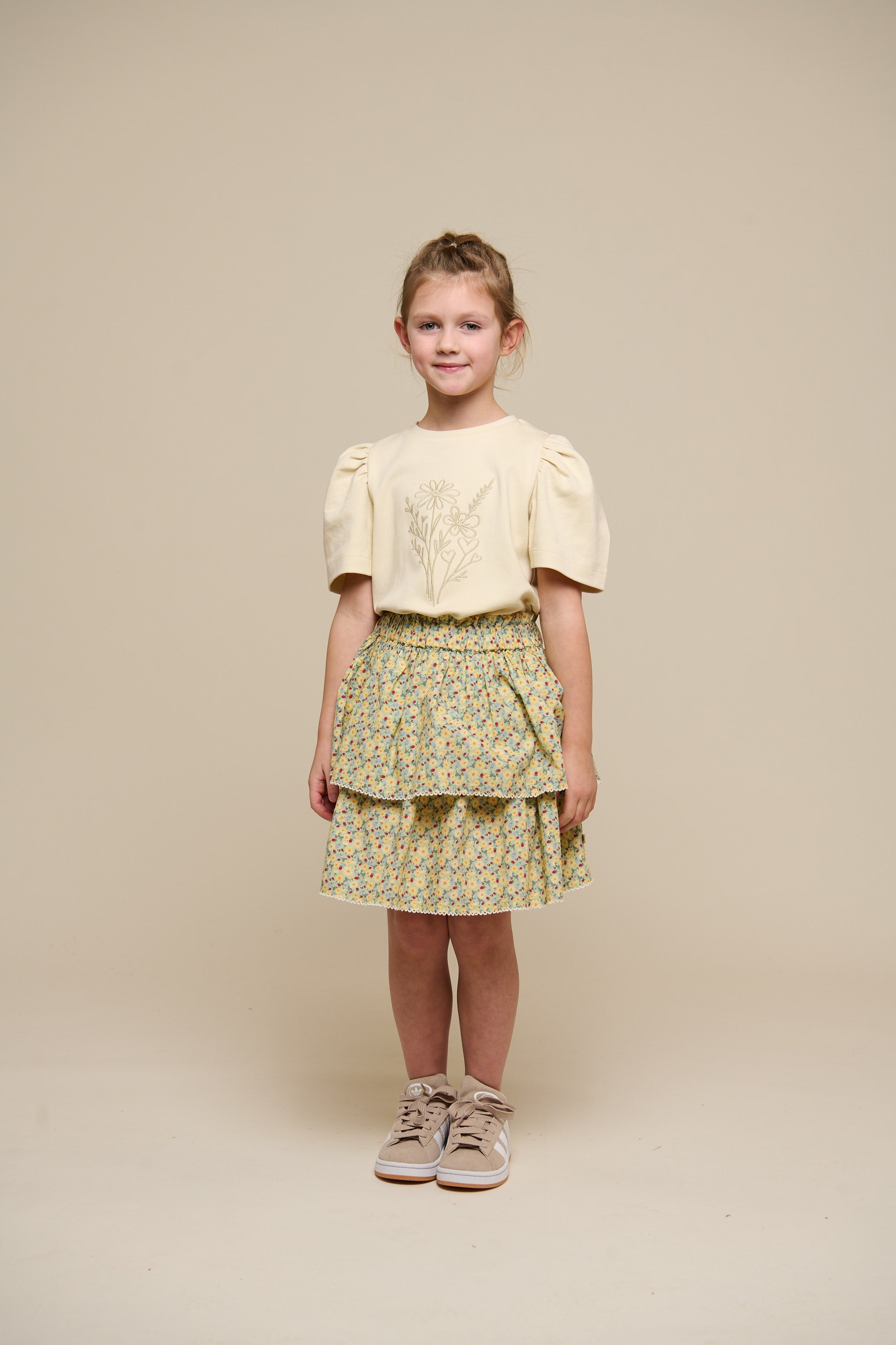Poplin-Rock mit Blumenmuster und Rüsche - Tween - Green | 100955 Poppy