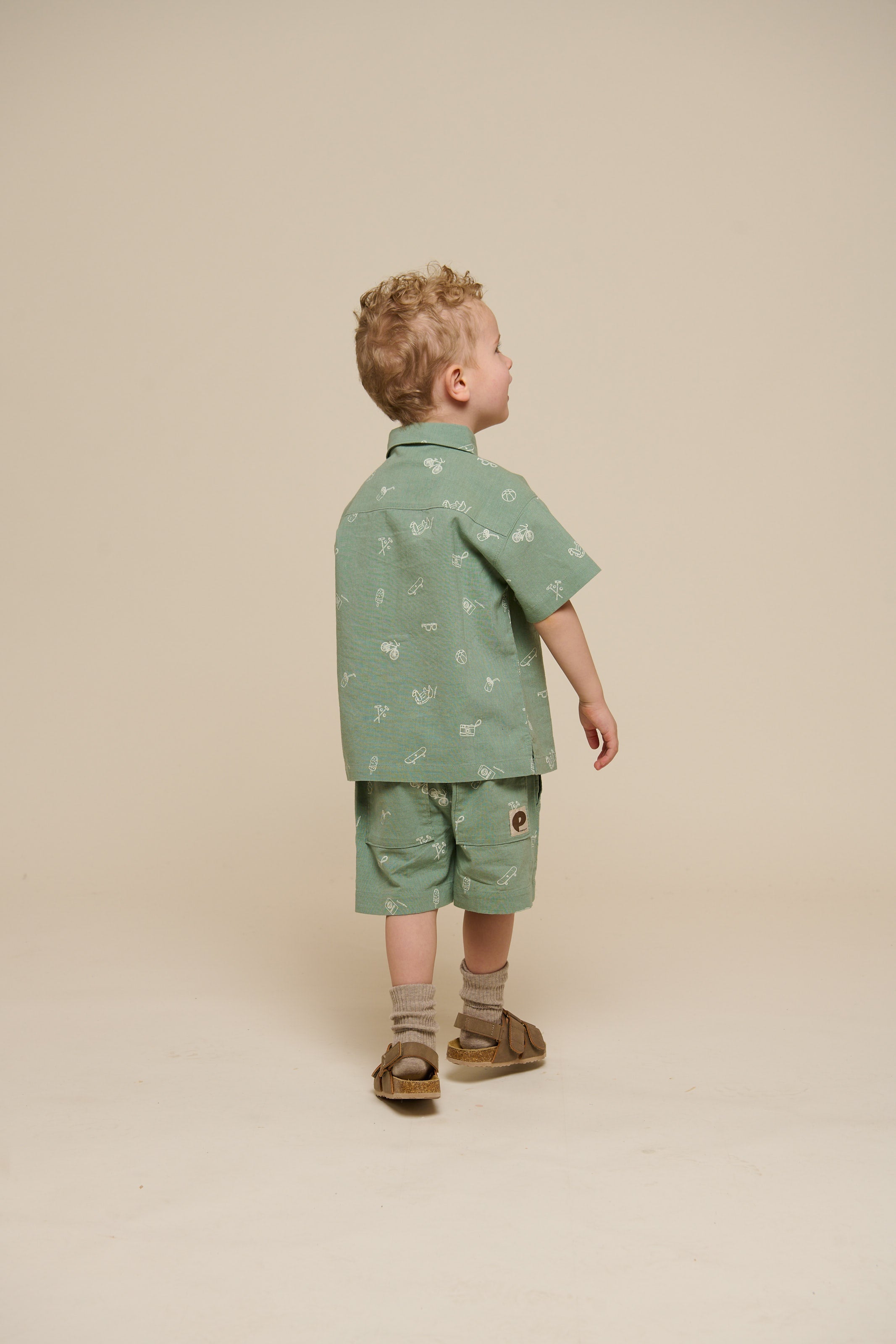 Bedrucktes Leinenmix Hemd - Kids - Dusty Green | 101165 William