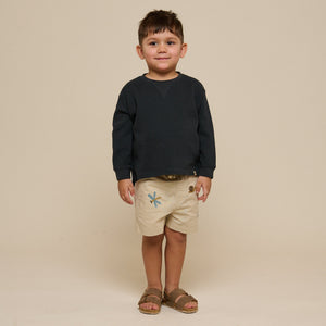 Embroidered Cotton Shorts - Kids - Light Beige | 101063 Erik