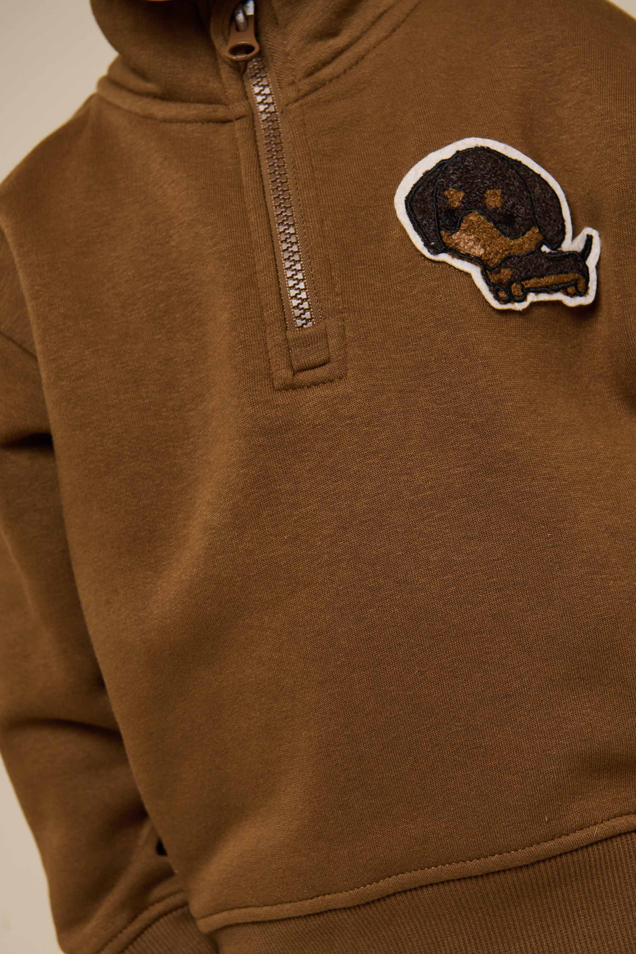 Sweatshirt mit halbem Reißverschluss - Kids - Coffee | 100808 Tristan