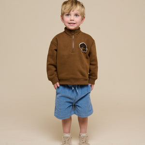Sweatshirt mit halbem Reißverschluss - Kids - Coffee | 100808 Tristan