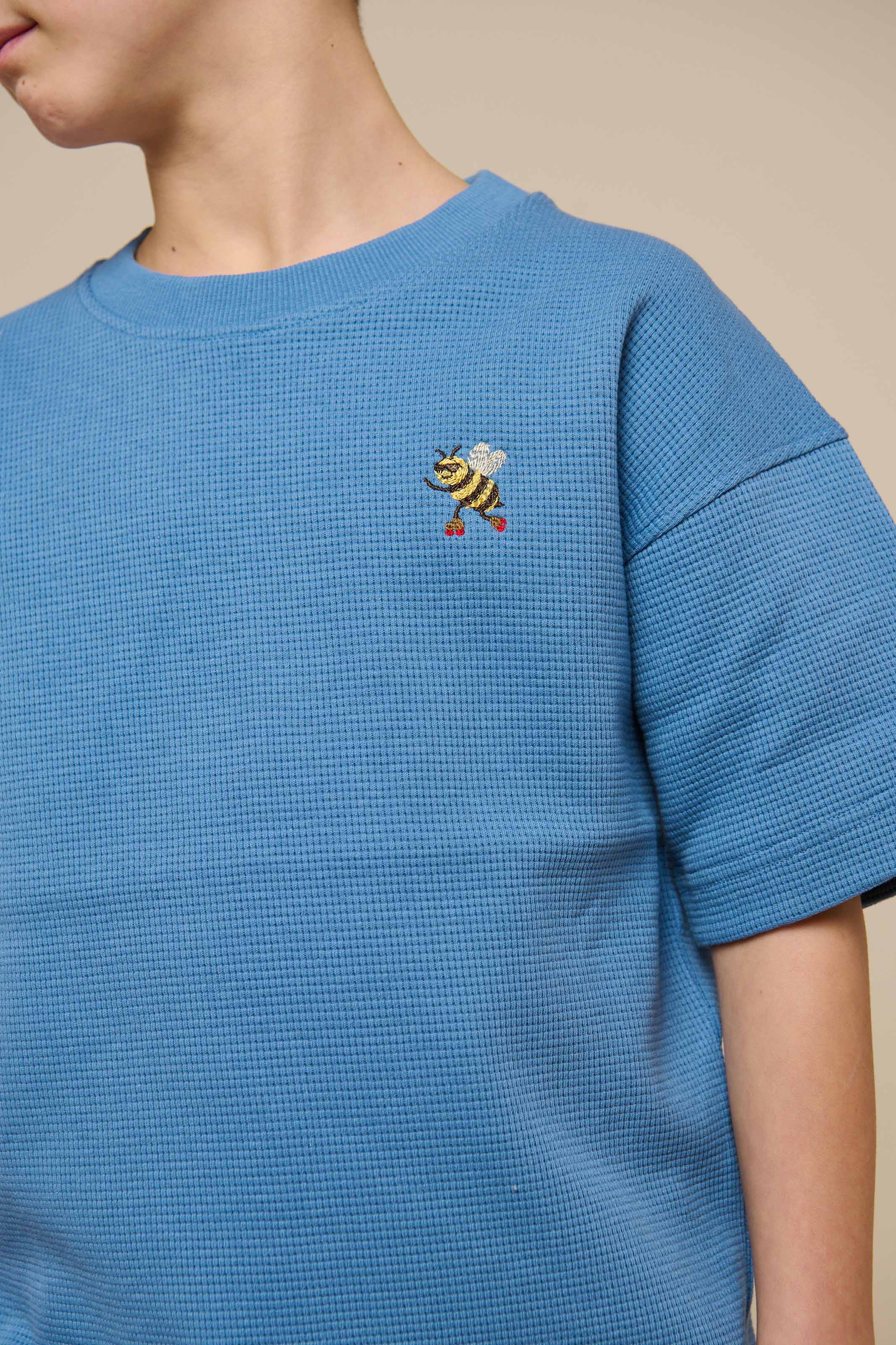 Waffel T-Shirt - Tween - Dusty Blue | 101151 Evan