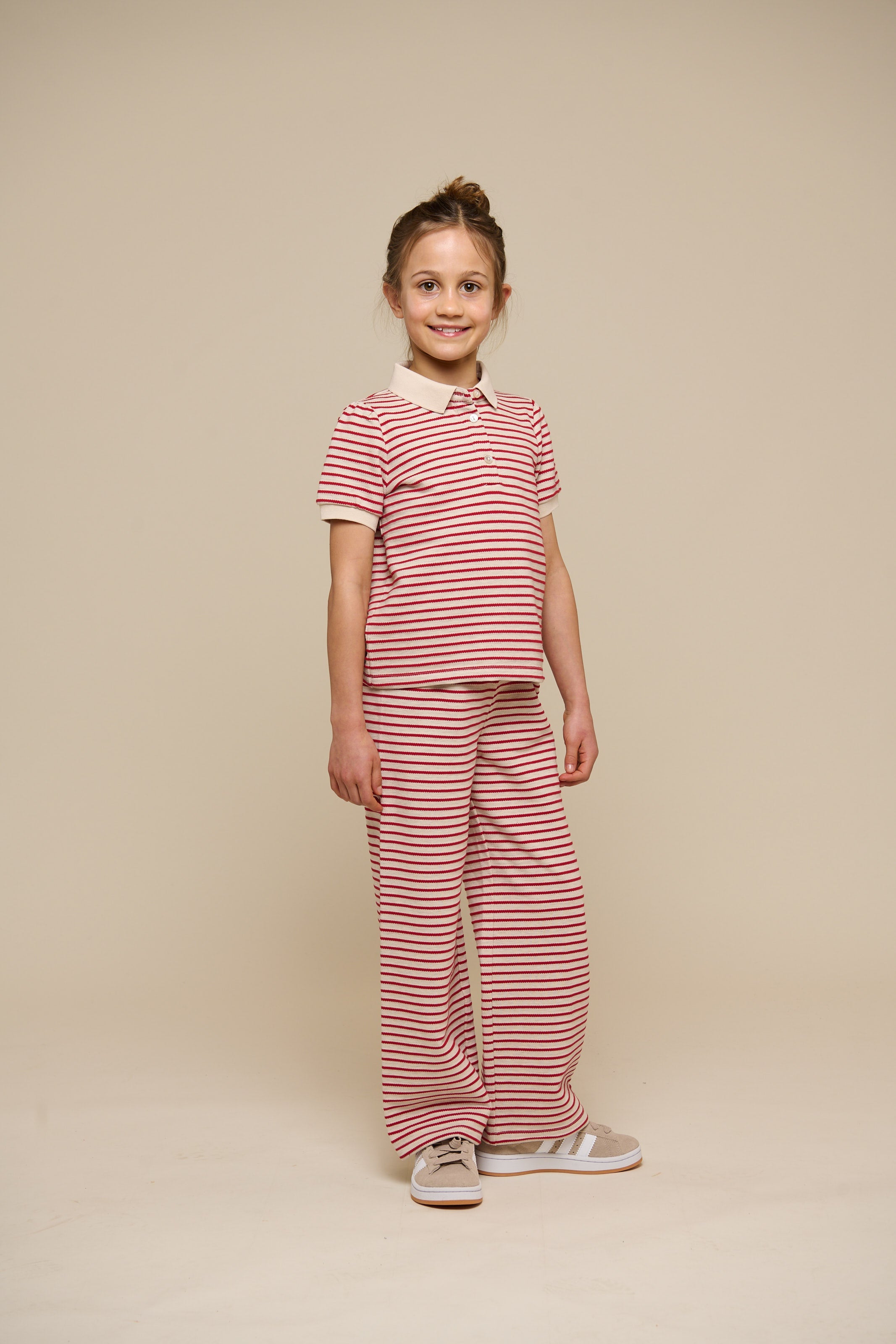 Gestreifte Jersey-Hose mit weitem Bein - Tween - Cherry Red | 100996 Emmie