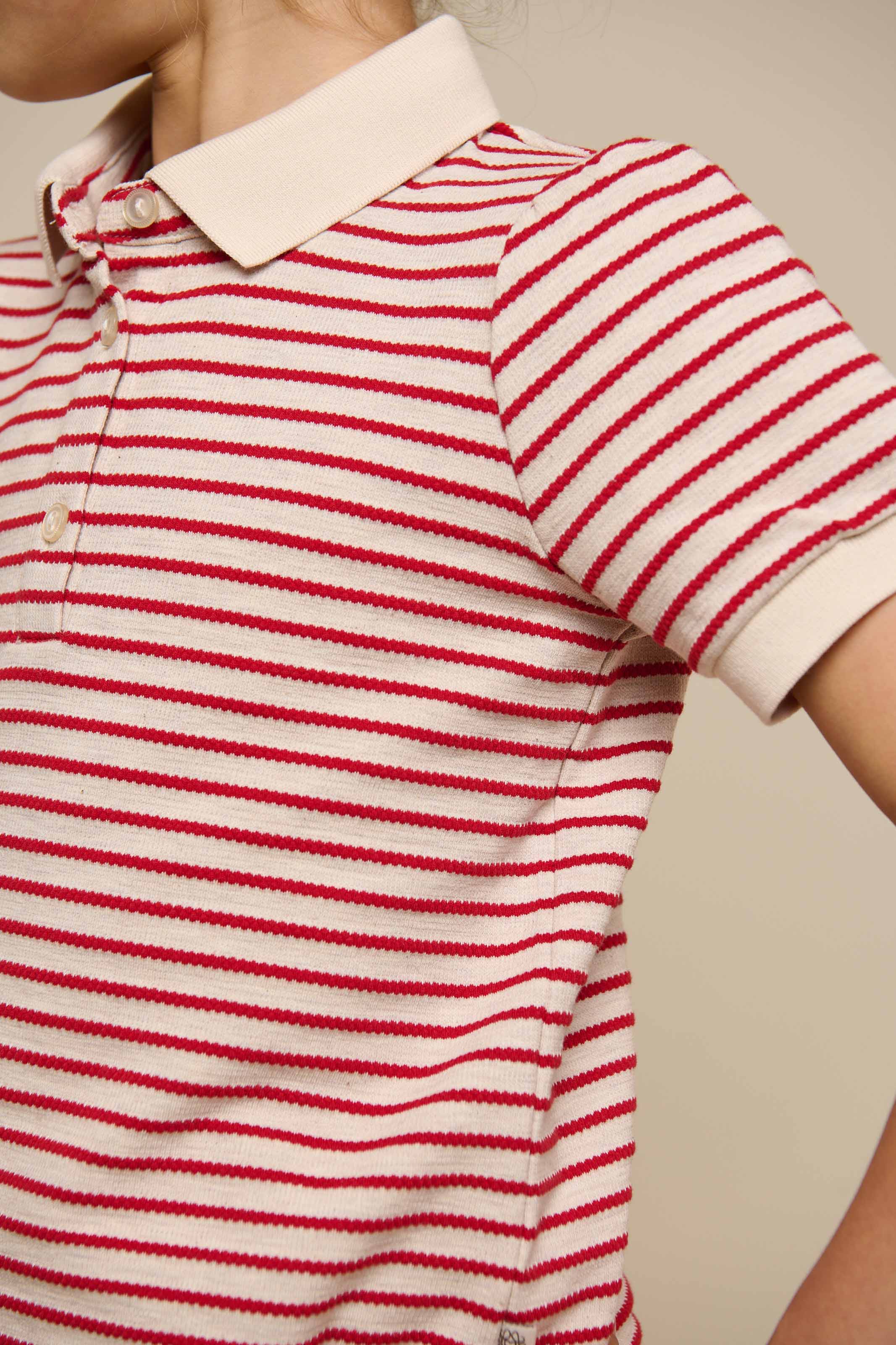 Gestreiftes Jersey-Poloshirt - Tween - Cherry Red | 101003 Emmie