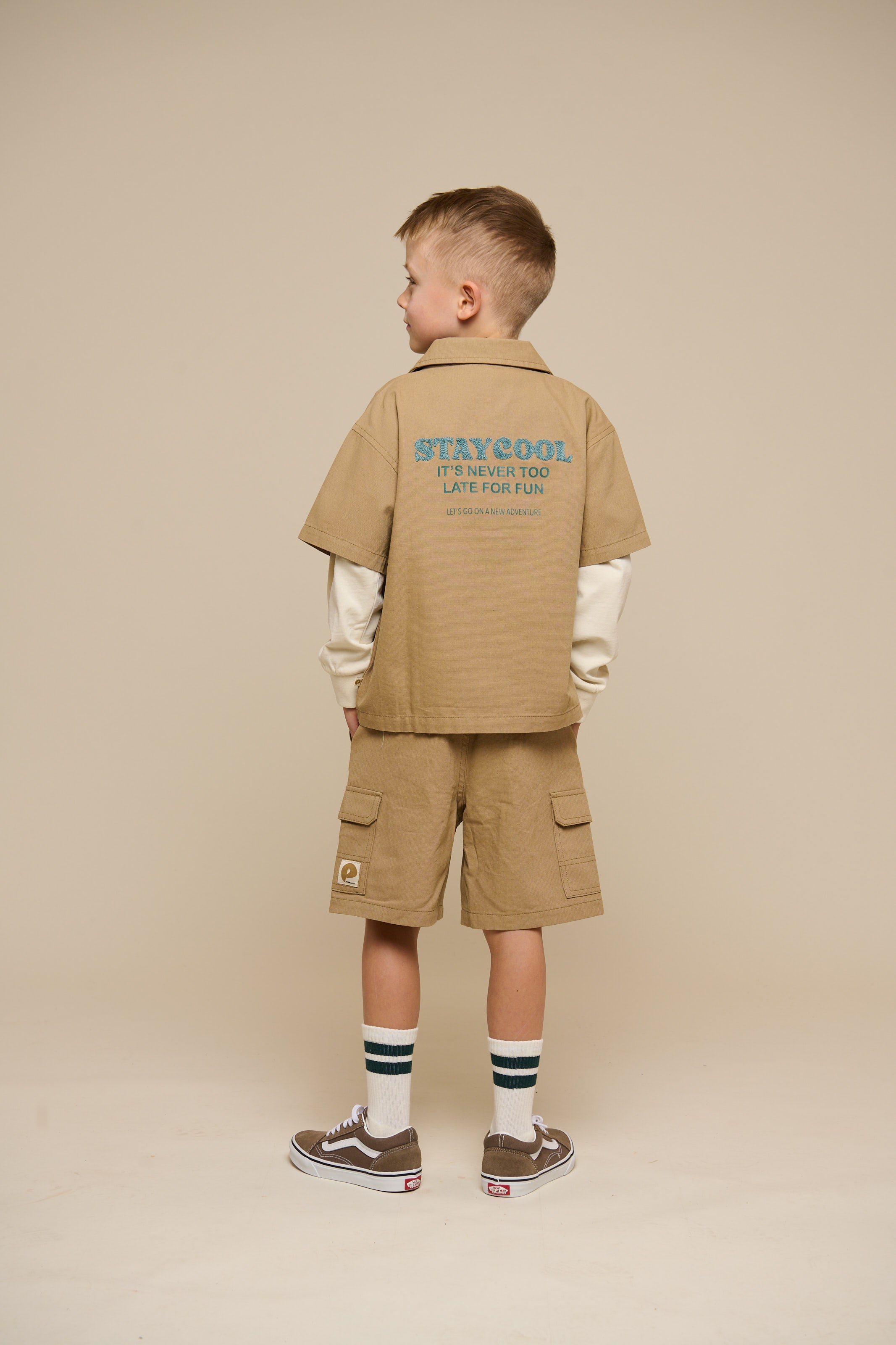 Canvas-Hemdjacke mit Reißverschluss - Kids - Khaki | 101124 Isack