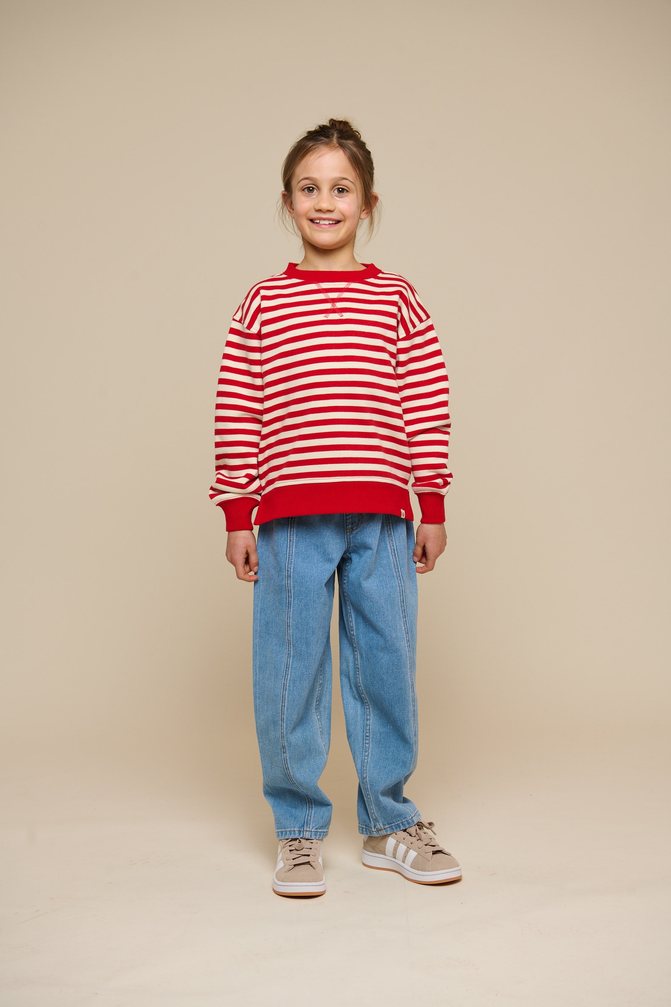 Gestreiftes Crewneck Sweatshirt - Tween - Cherry Red Stripe | 101343 Daniella
