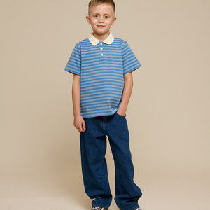 Gestreiftes Jersey-Poloshirt - Tween - Dusty Blue | 101176 Otto