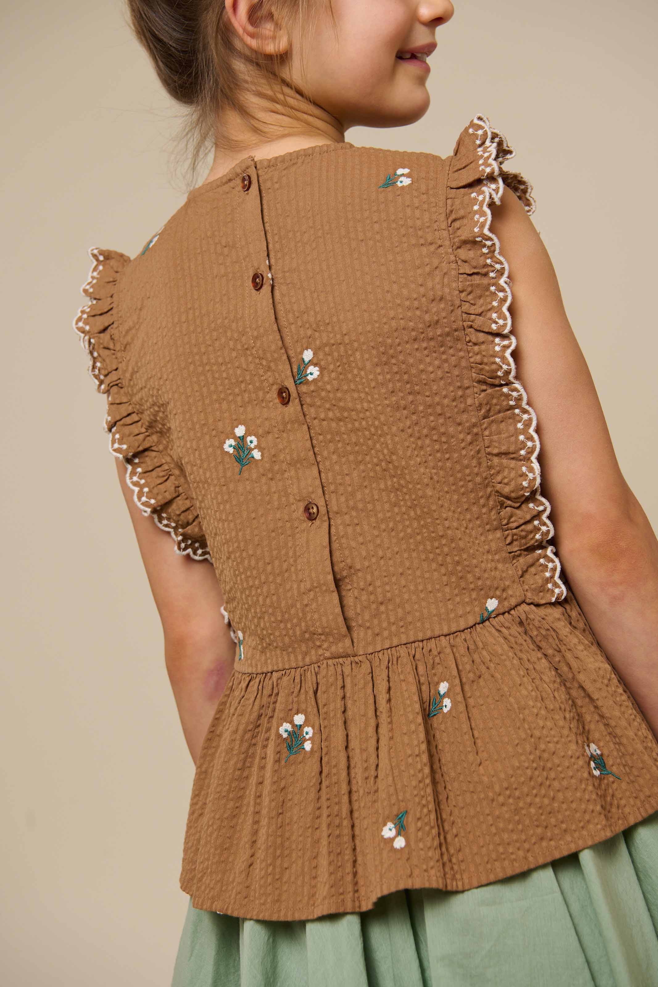 Besticktes Seersucker-Top - Tween - Coconut | 100983 Nora