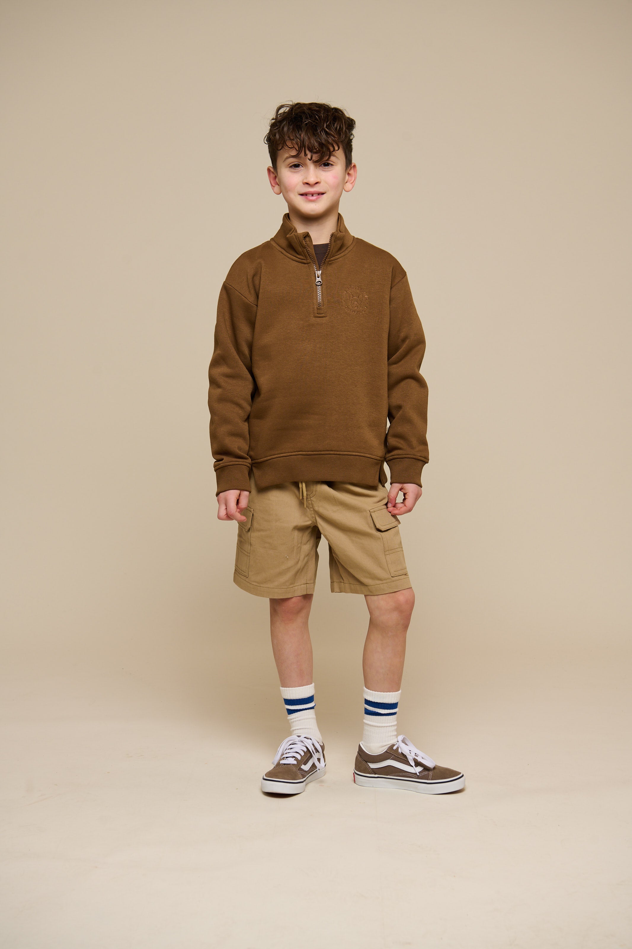 Sweatshirt mit halbem Reißverschluss - Tween - Coffee | 100809 Tristan