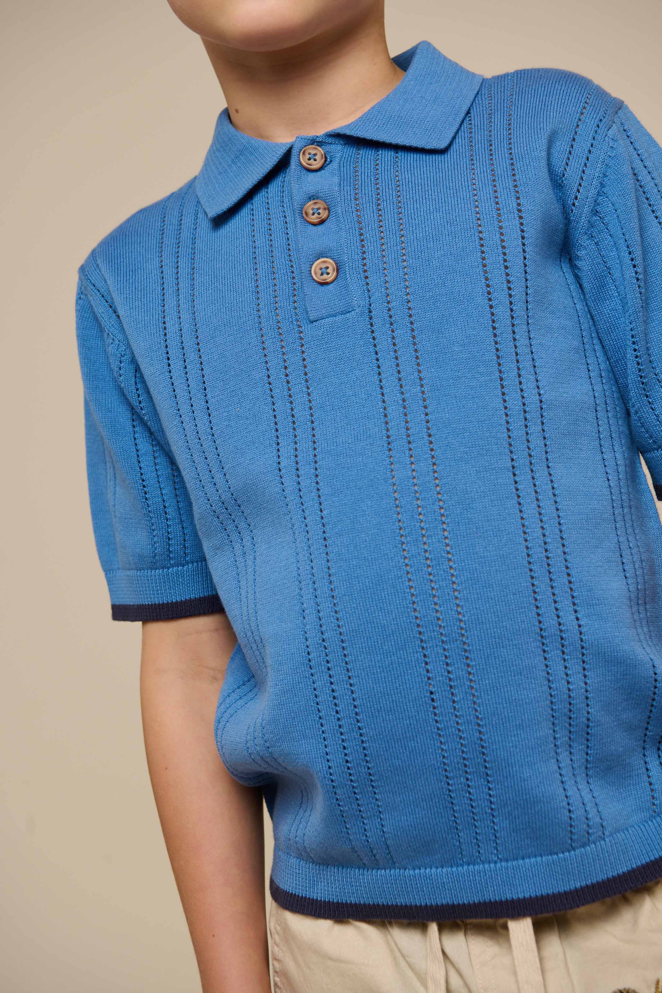 Gestricktes Polo für Jungen - Tween - Dusty Blue | 101244 Dylan