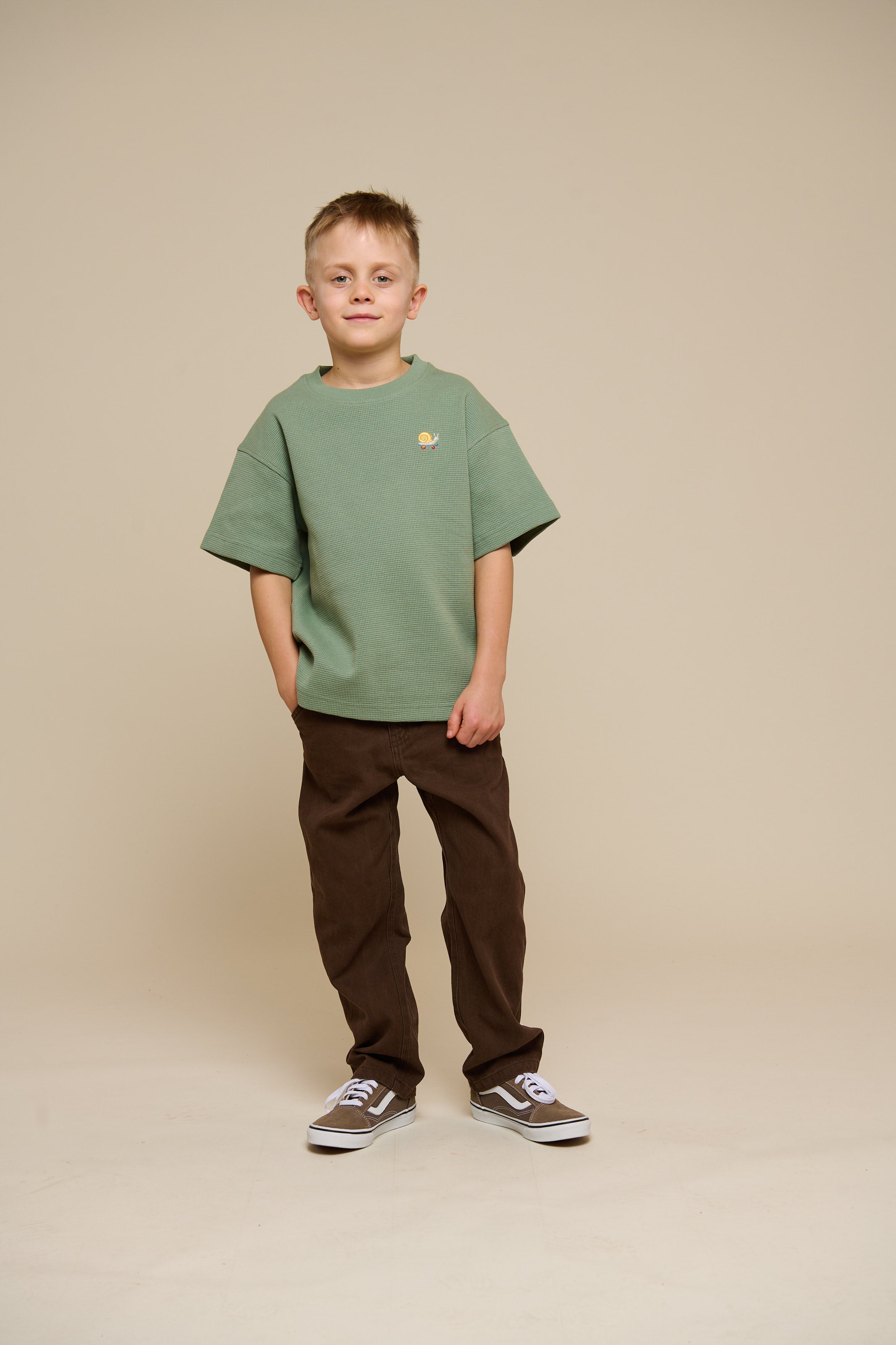 Waffel T-Shirt - Tween - Dusty Green | 101156 Evan