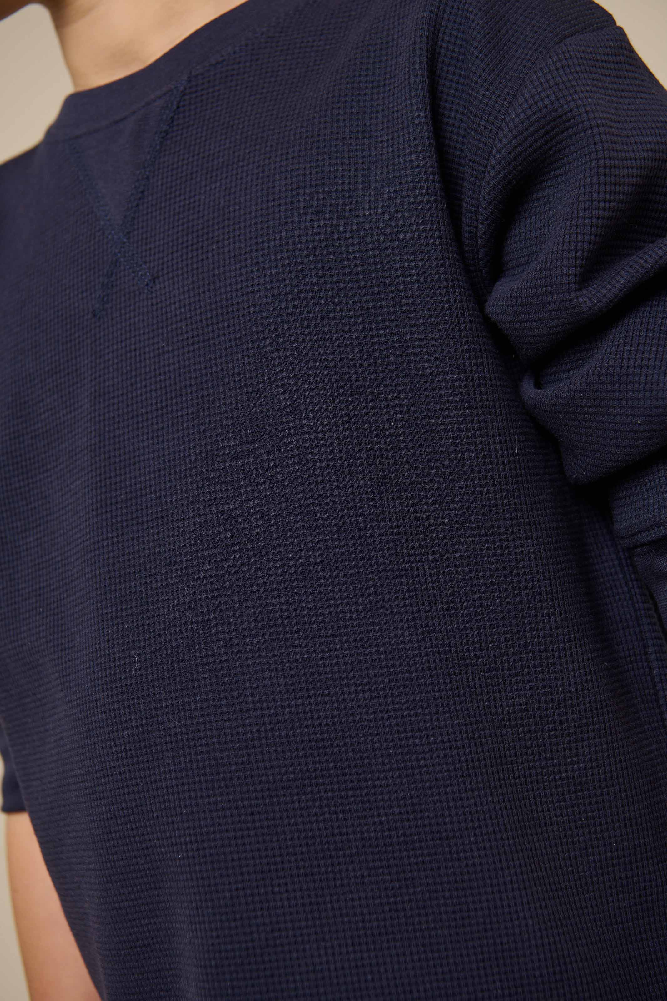 Texturiertes Langarm-T-Shirt - Tween - Navy | 100704 Malthe