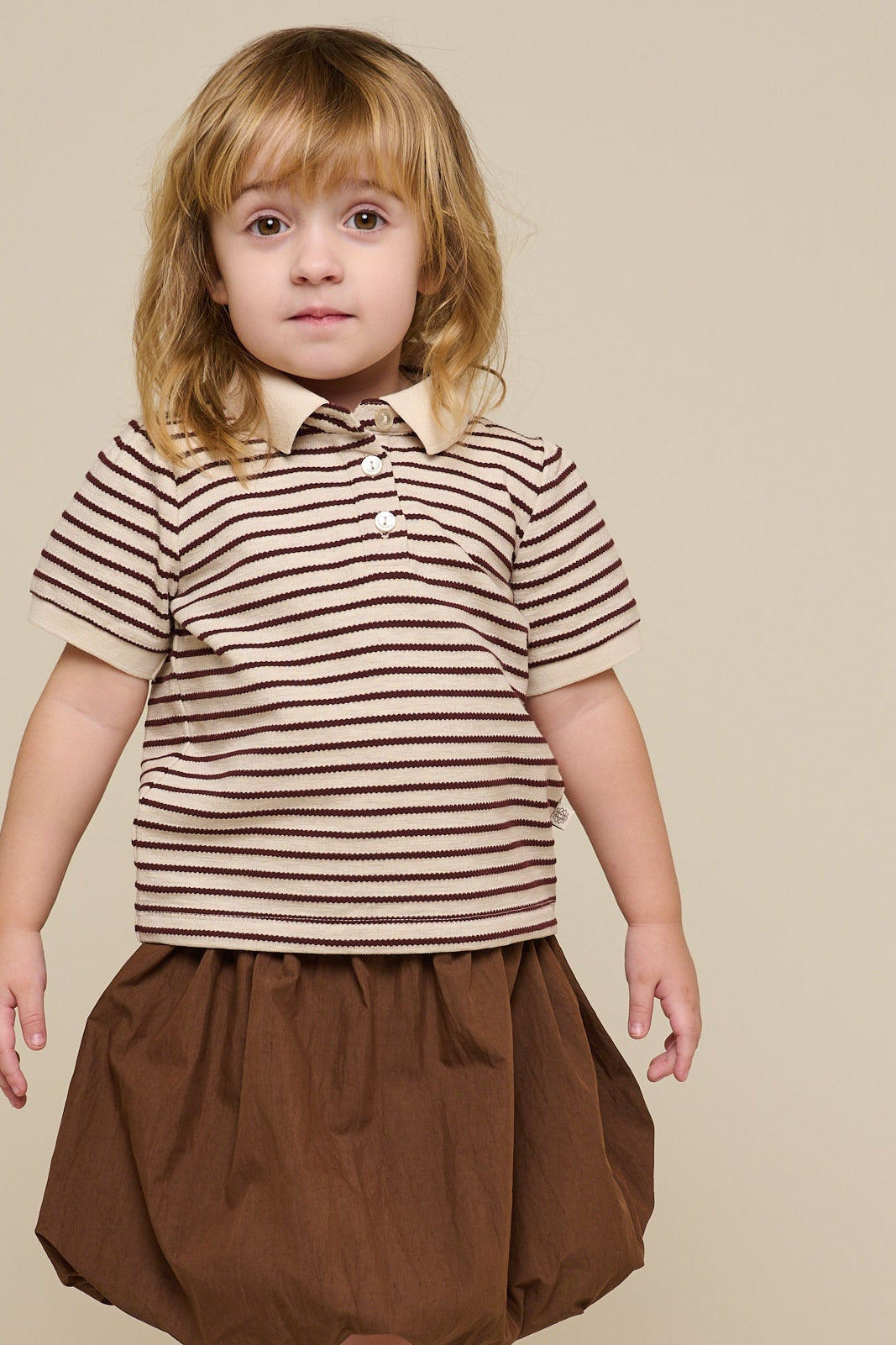 Gestreiftes Jersey-Poloshirt - Kids - Brown | 101004 Emmie