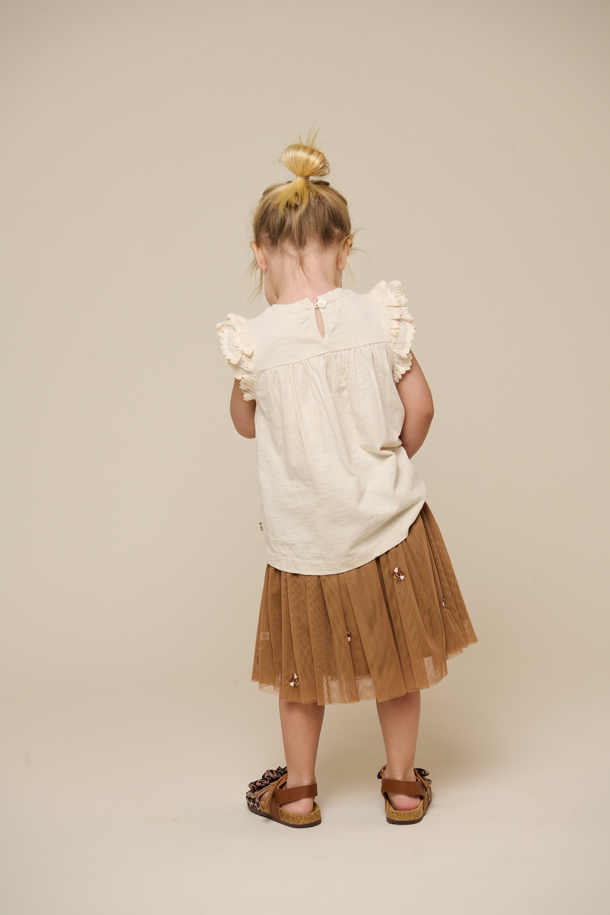 Jerseybluse mit Zick Zack Rüsche - Kids - Offwhite | 101040 Gabriella