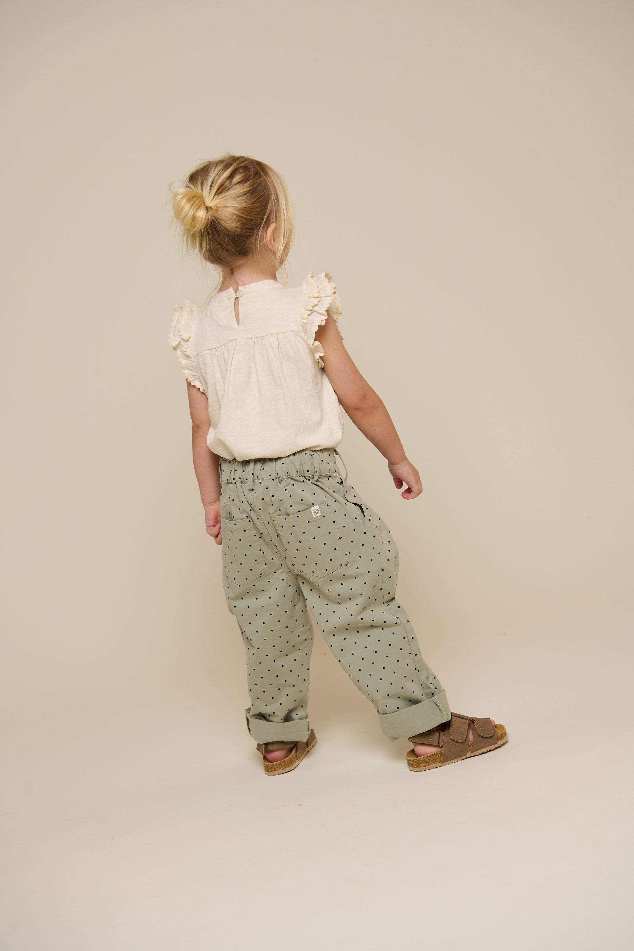 Twill-Hose mit Punkten - Kids - Dusty Green | 100616 Iris
