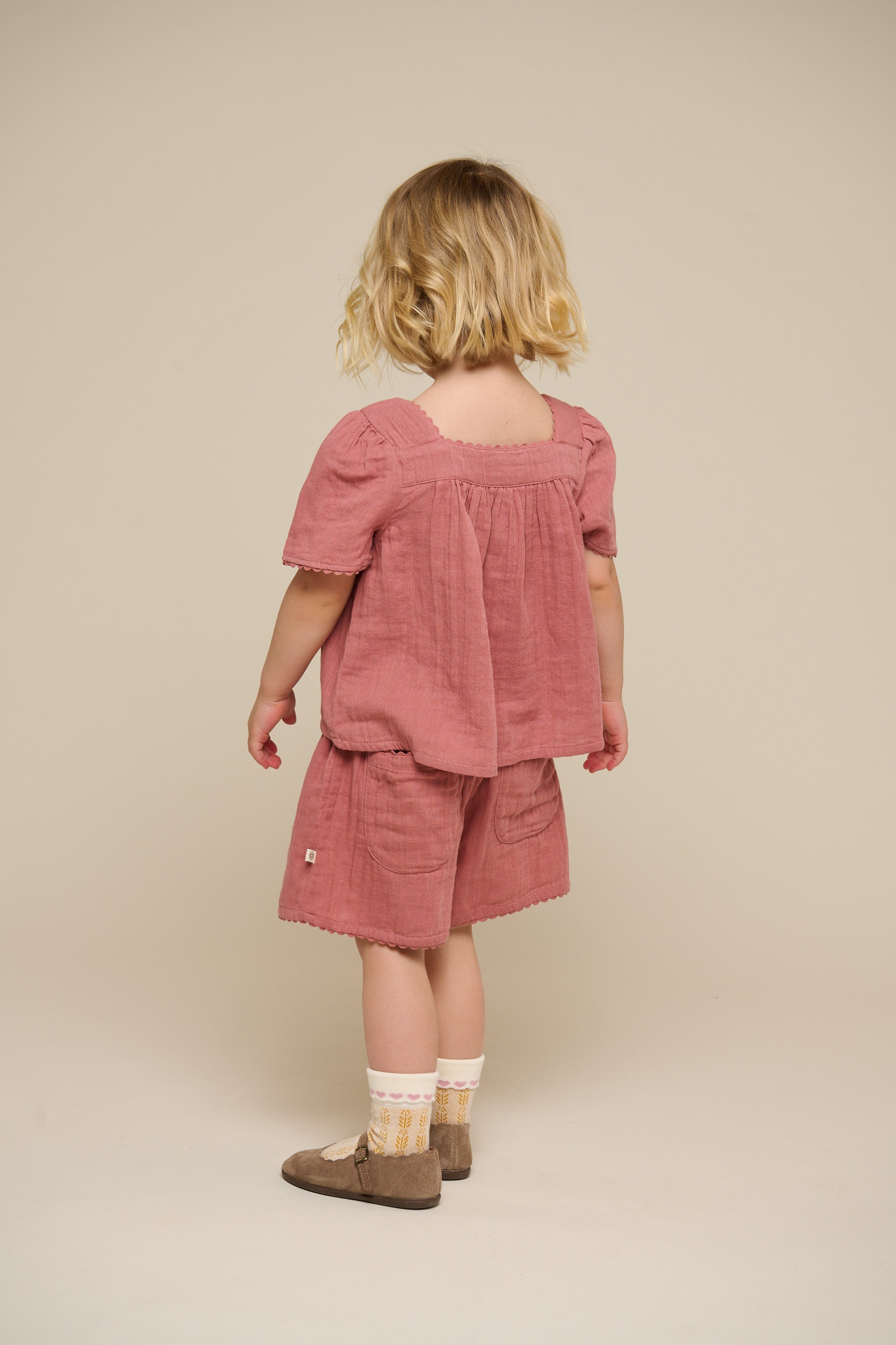 Kurzärmelige Bluse aus Gaze - Kids - Old Rose | 100920 Jasmine