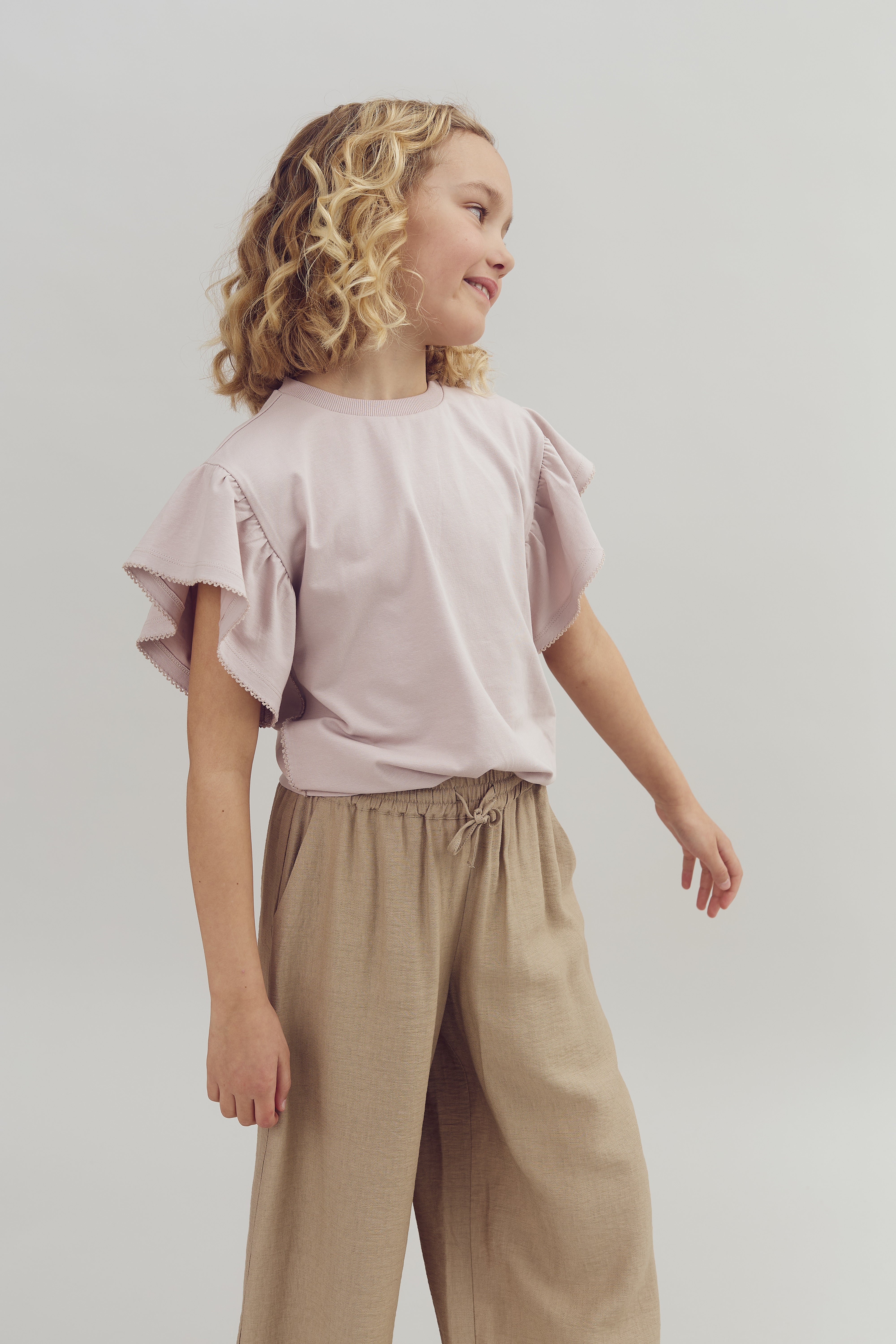 Fluid Wide Trousers - Tweens - Dark Beige